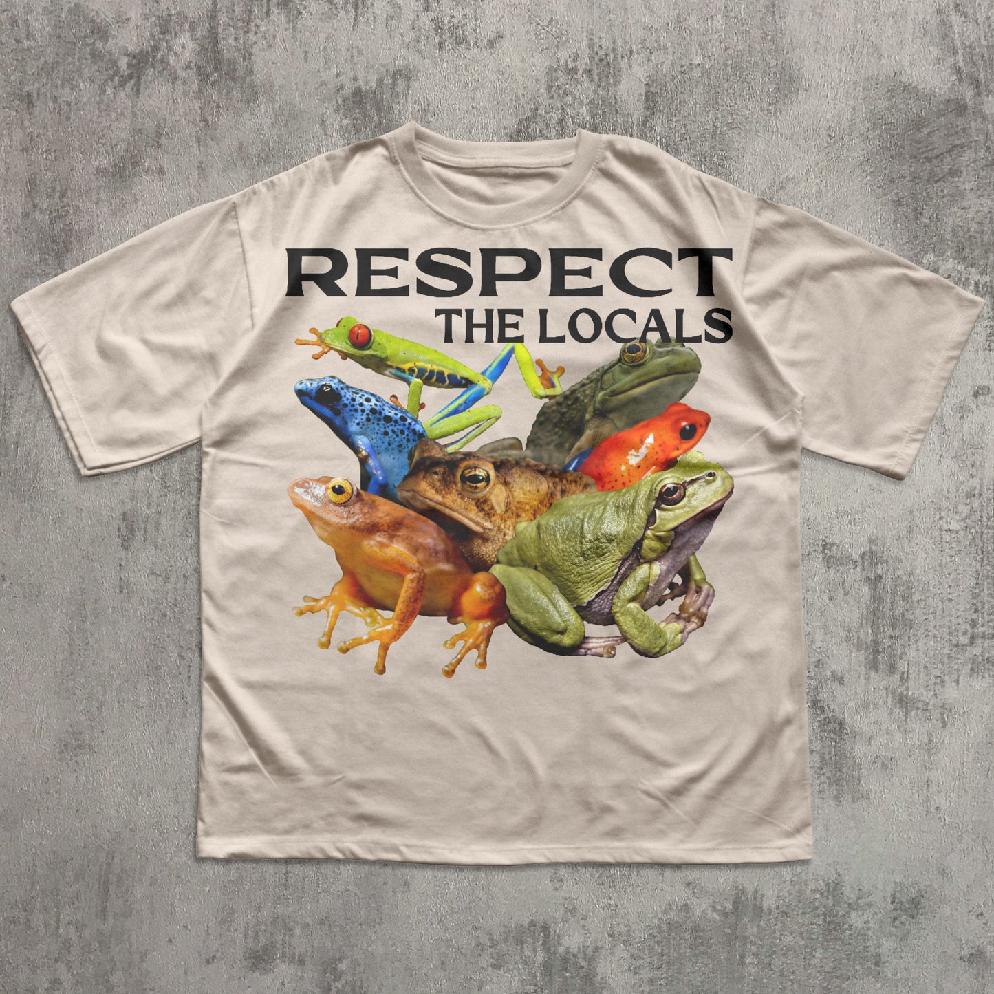 Respect The Locals Funny Frogs T-shirt, Retro Bootleg Shirt, Graphic Frog Tee, Silly Toad Tshirt