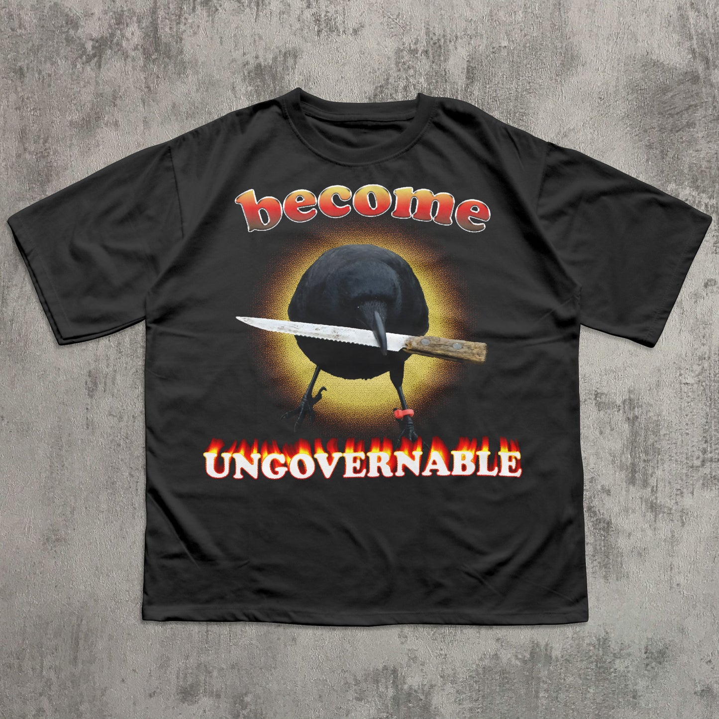 funny crow with knife meme t-shirt