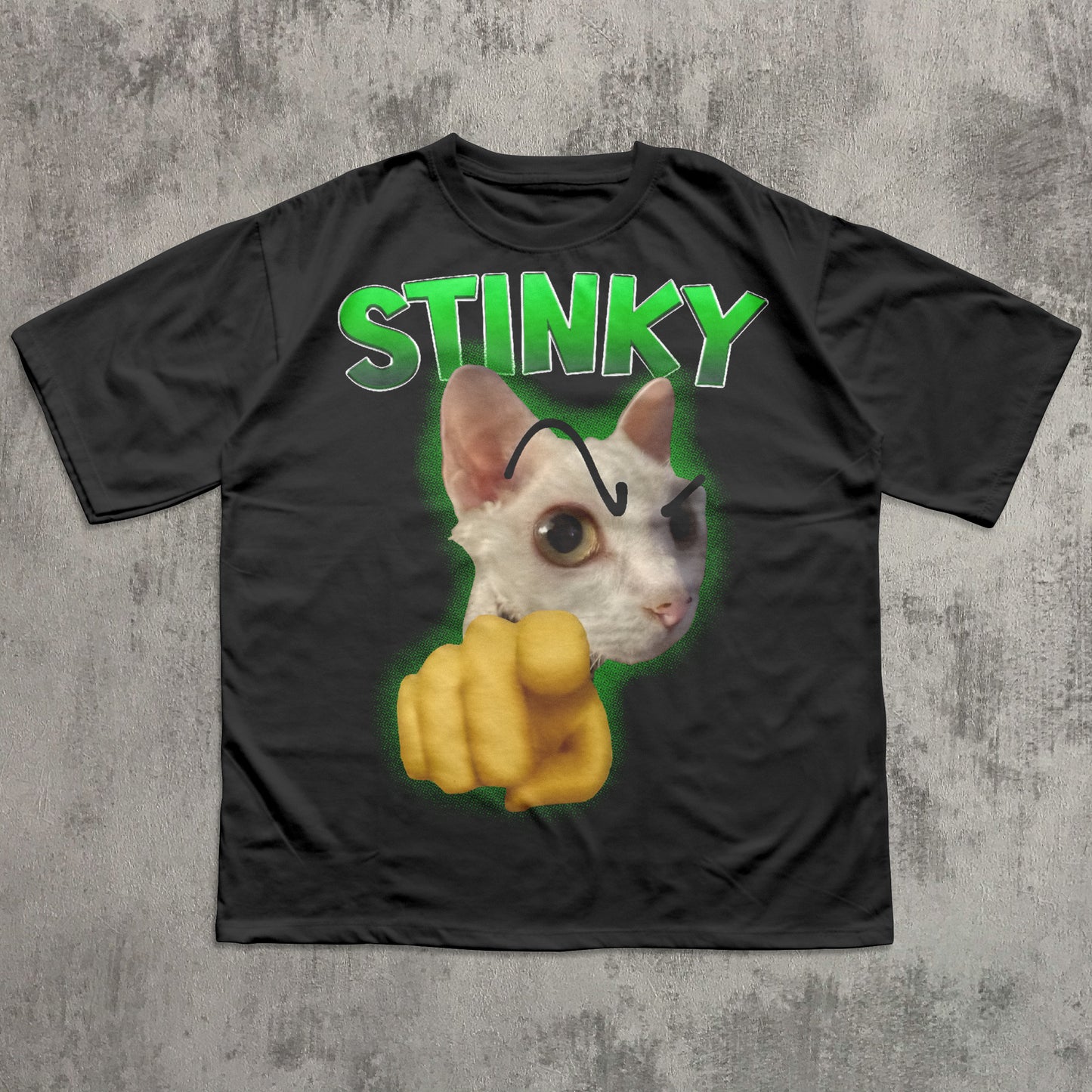 funny black t-shirt with a cat meme