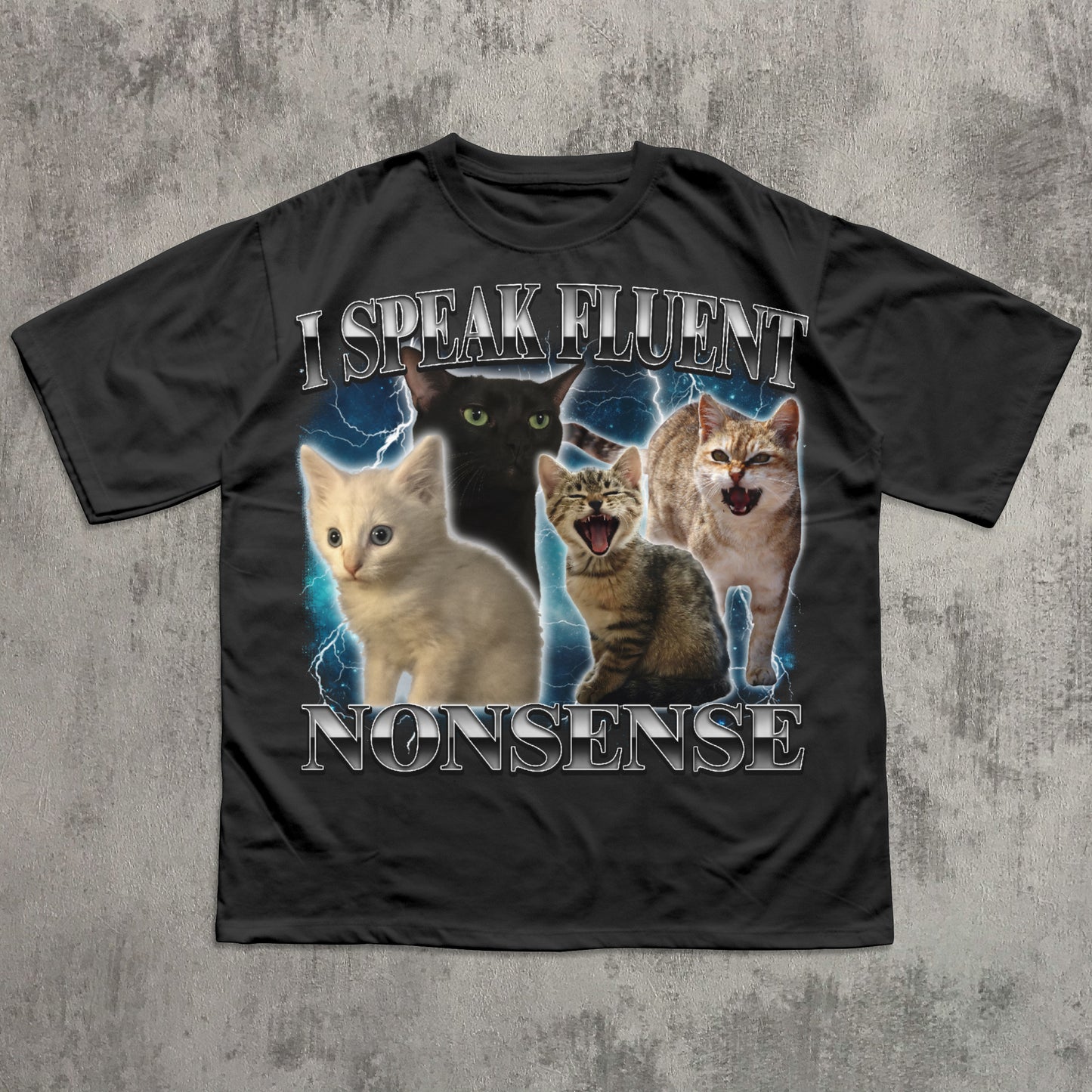 I Speak Fluent Nonsense Funny Cat Meme T-shirt, Silly Cats Shirt, Unhinged Clothes, Gift for Cat Lover, 90s Retro Kitten Tee, Gen Z Humor