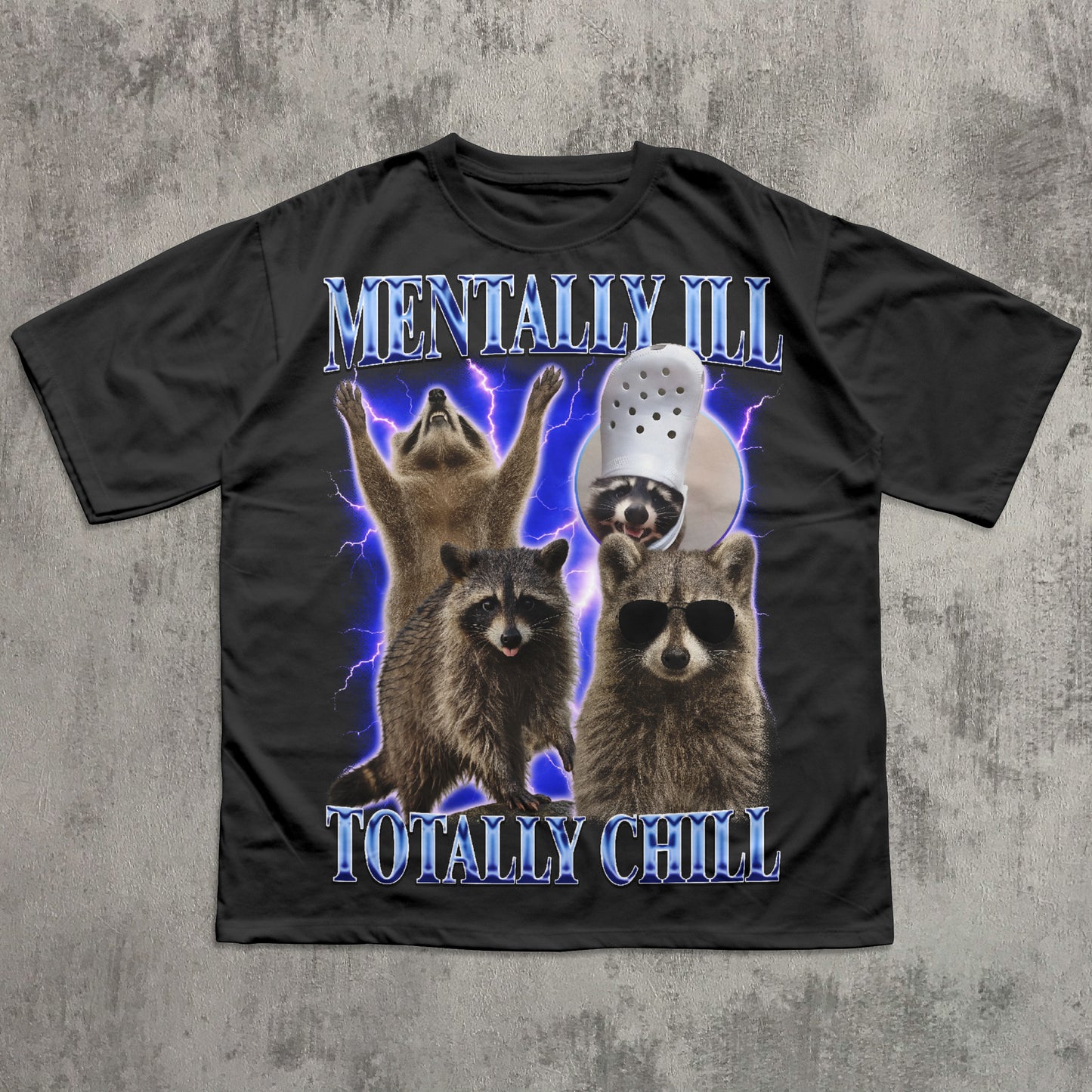 Mentally Ill Totally Chill Funny Raccoon Shirt, Vintage Graphic Raccoons T-shirt