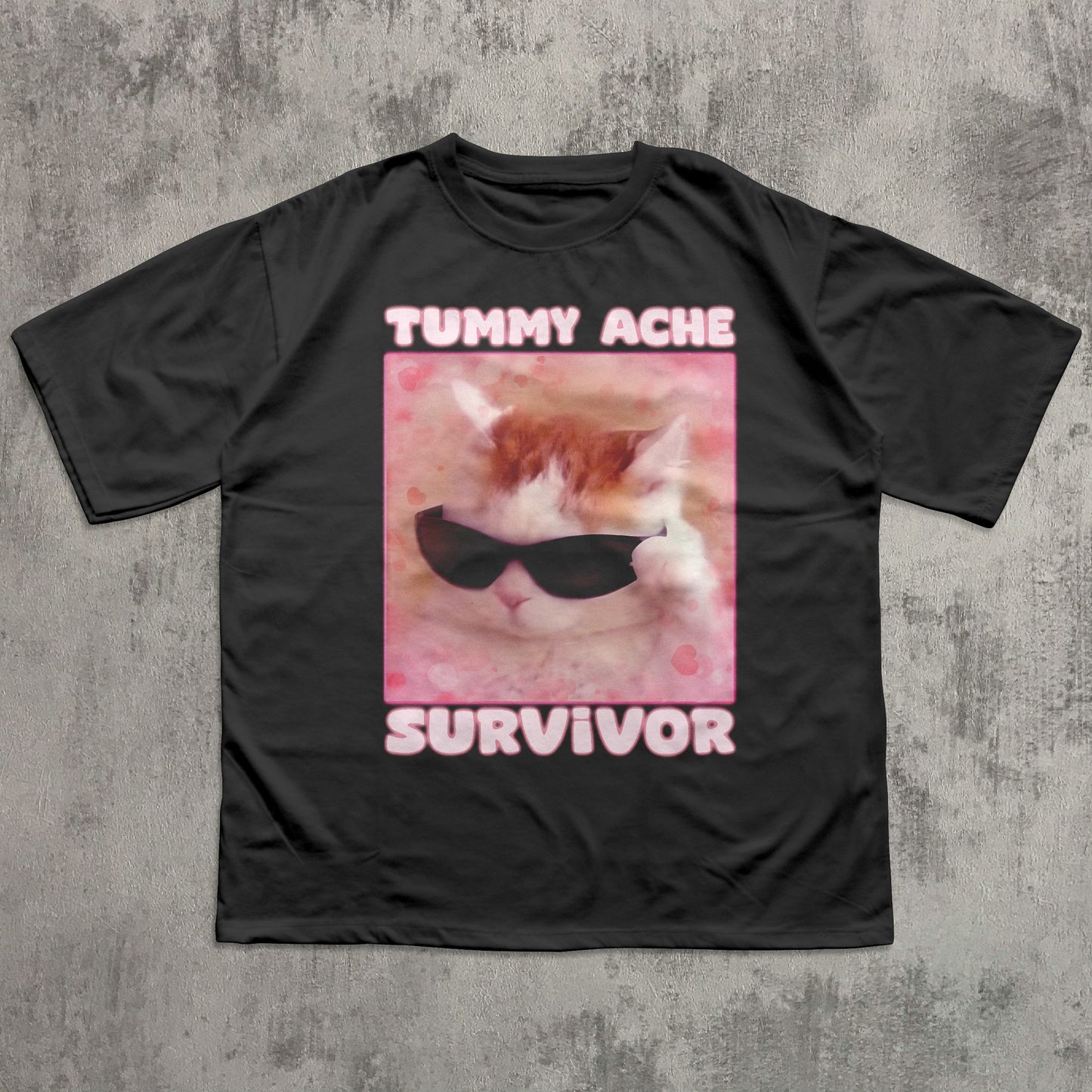 Tummy Ache Survivor Funny Cat Meme T-shirt