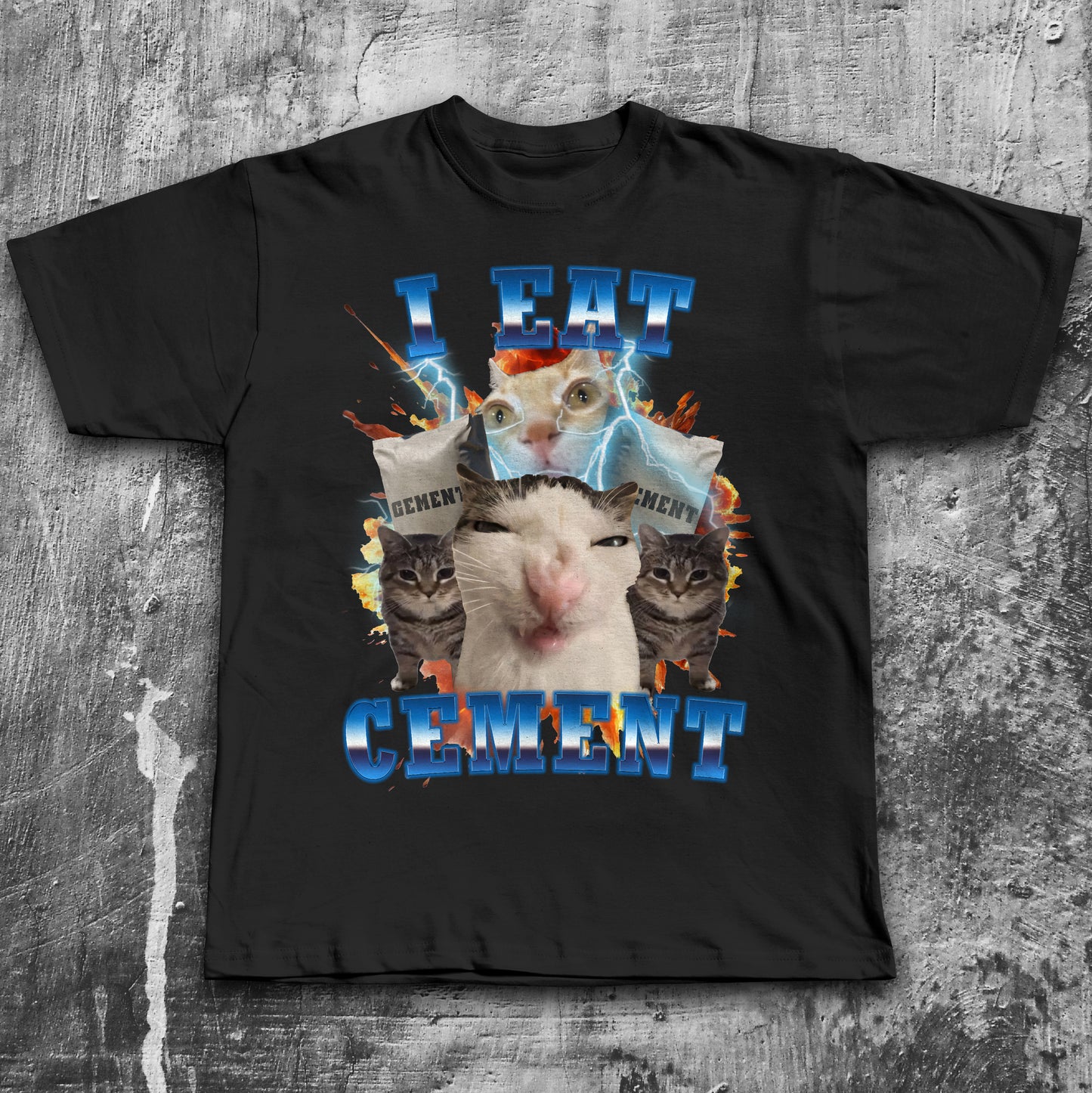 I Eat Cement Funny Cat Meme Tee Shirt