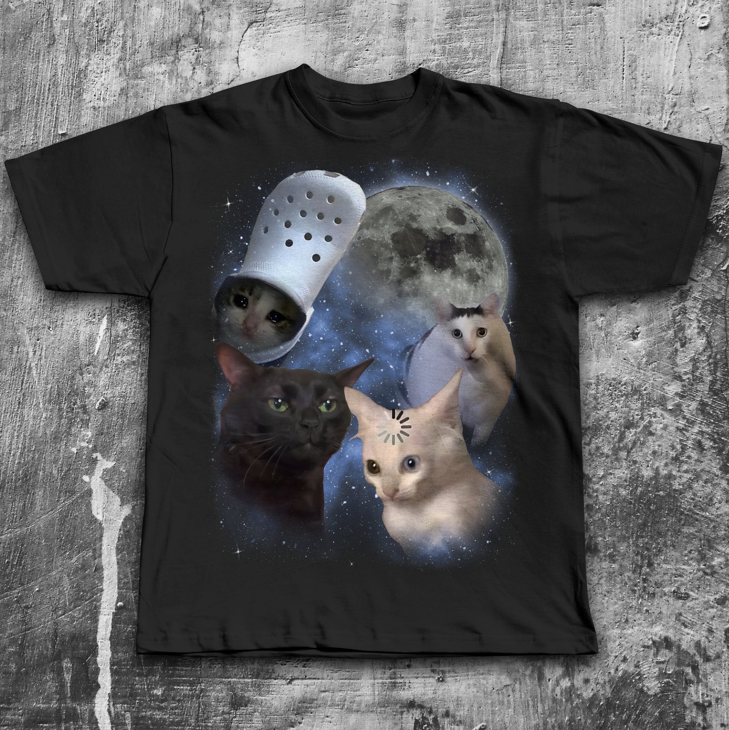Funny Confused Cats Moon T-shirt