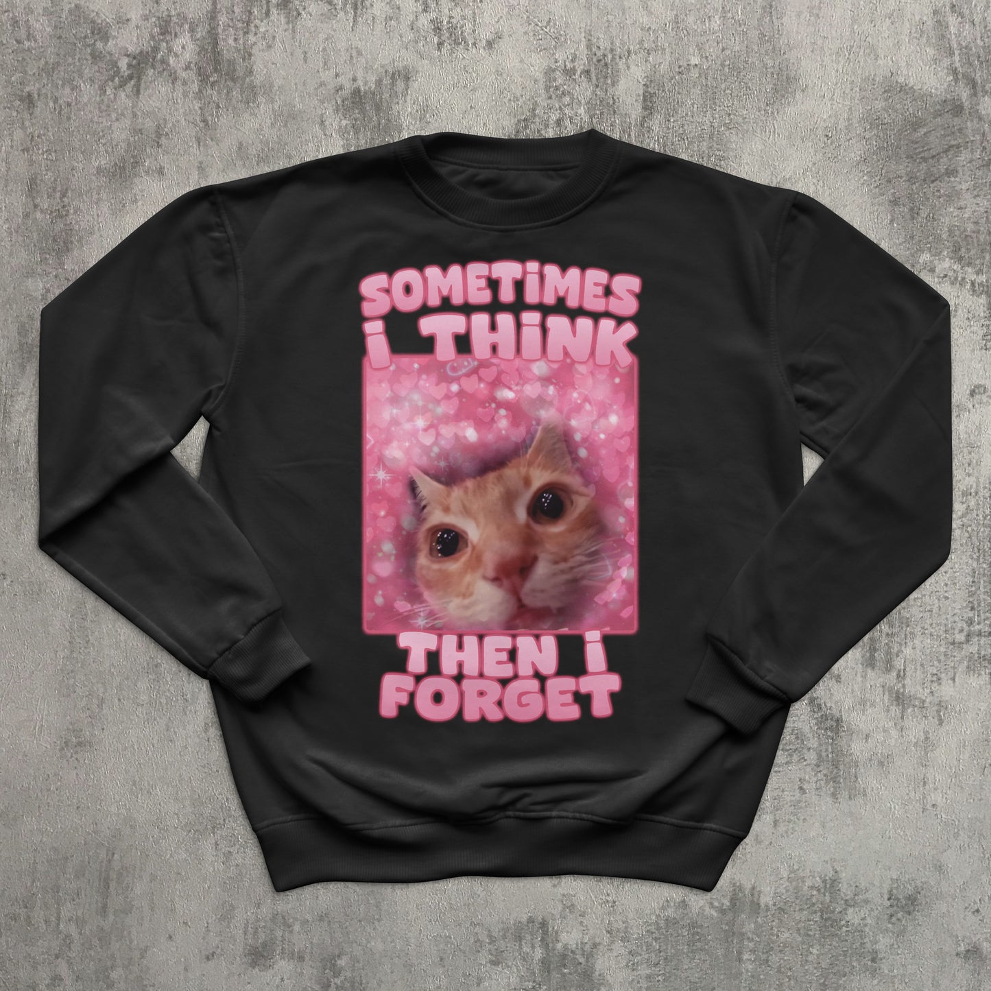 Sometimes i think then i forget Funny Cat Meme SweatShirt, Gift for Her, Stupid Gift, Ugly Sweater