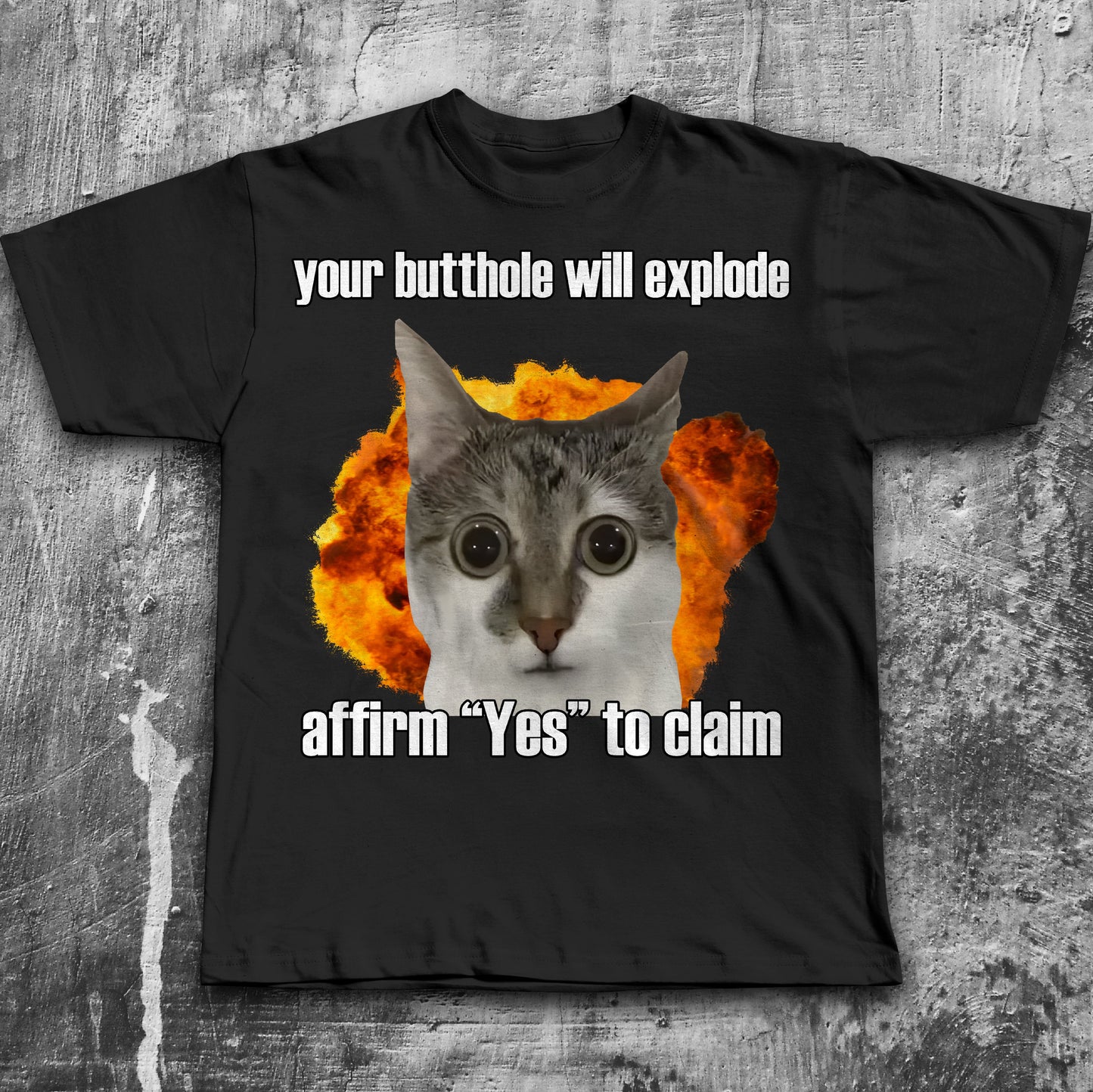 Your Butthole will explode affirm yes to claim Funny Cat Meme T-shirt, Brainrot Shirt