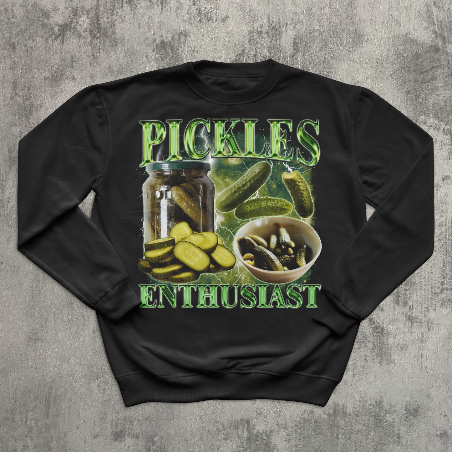 Pickles Enthusiast Funny Vintage 90s Retro Sweatshirt, Dill Pickle Lover Gift, Bootleg Style Sweatshirts, Weird Sweater