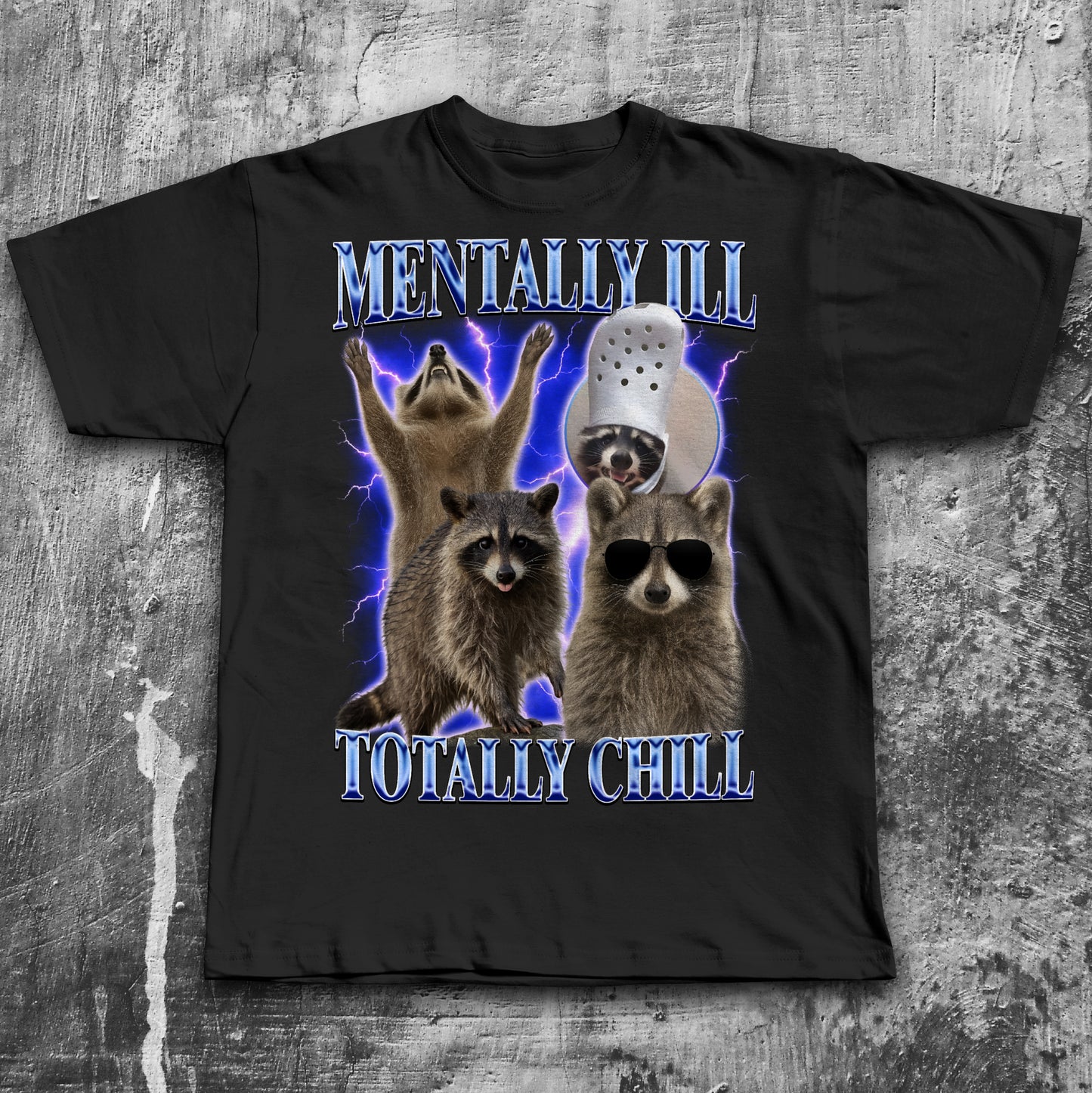 Mentally Ill Totally Chill Funny Raccoon Shirt, Vintage Graphic Raccoons T-shirt
