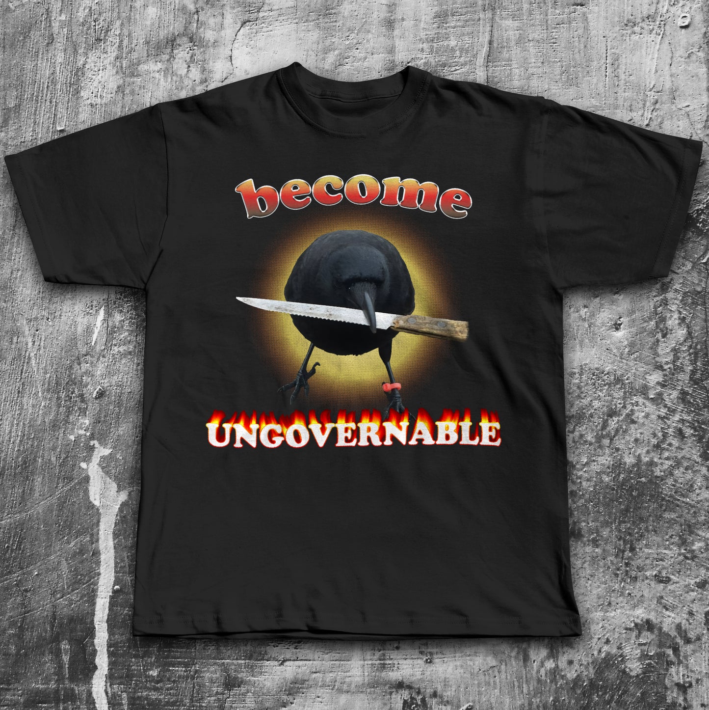 Become Ungovernable Funny Crow With Knife T-shirt
