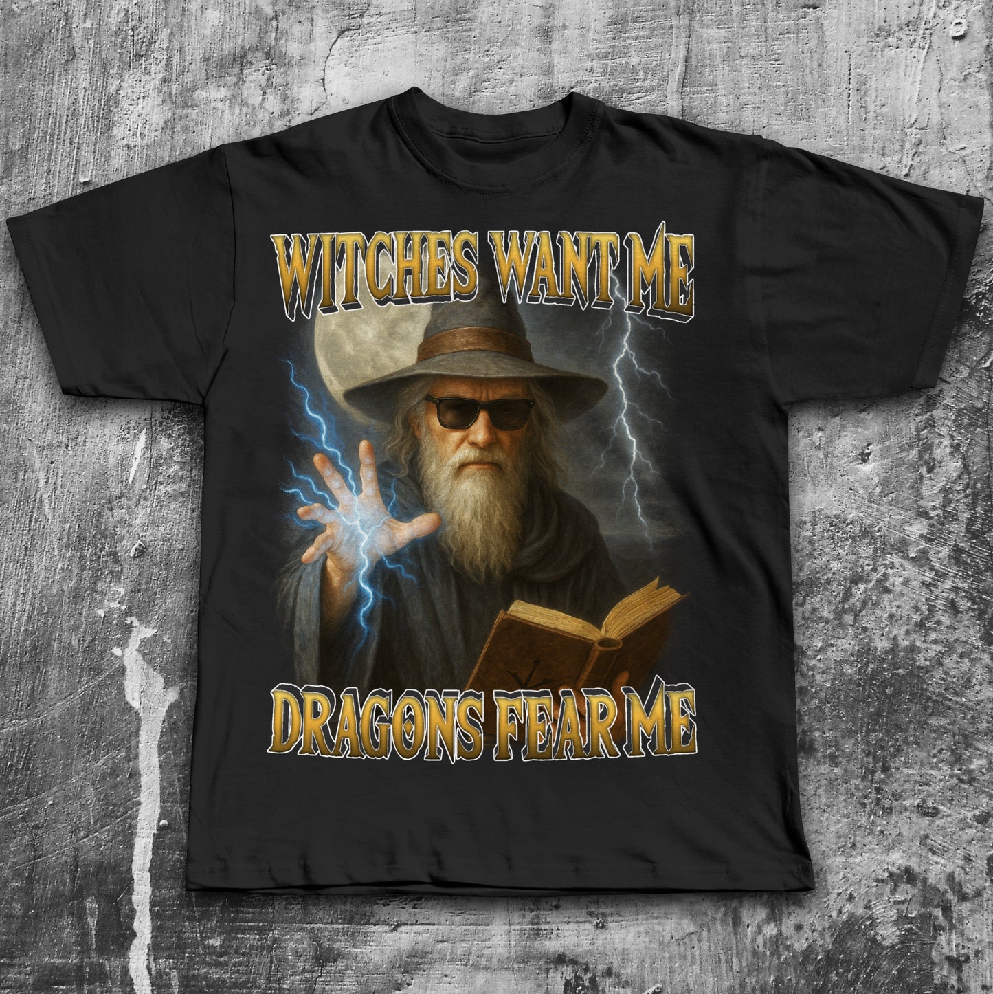 Witches Want Me Dragons Fear Me Funny Dark Fantasy Wizard T-shirt, 90s Retro Dragon Shirt