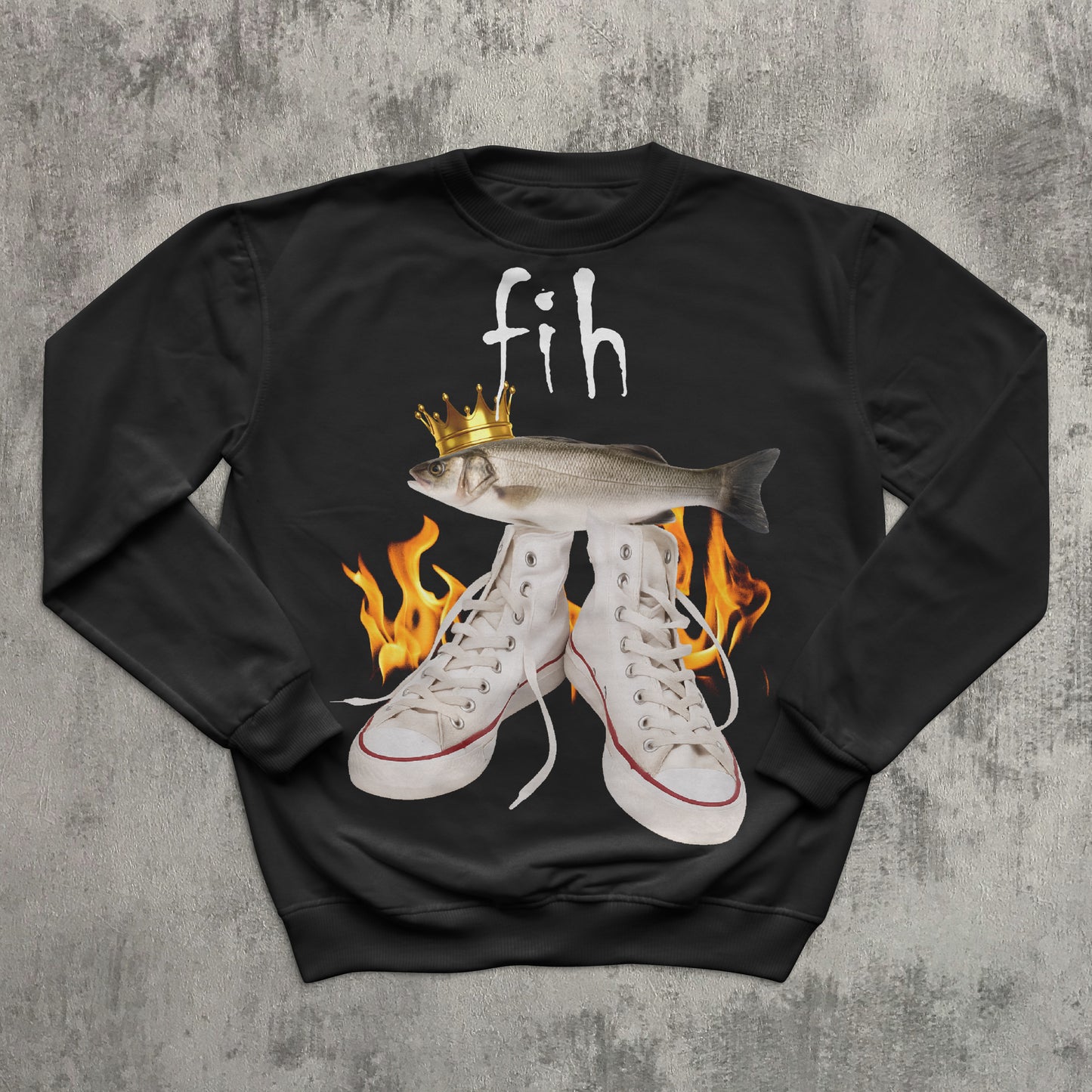 Fih Funny Meme Sweatshirt, Fish Sweatshirts, Unhinged Clothes, Ironic Tops, Stupid Gifts, Weird Top, Brainrot Sweater, Silly Sweaters