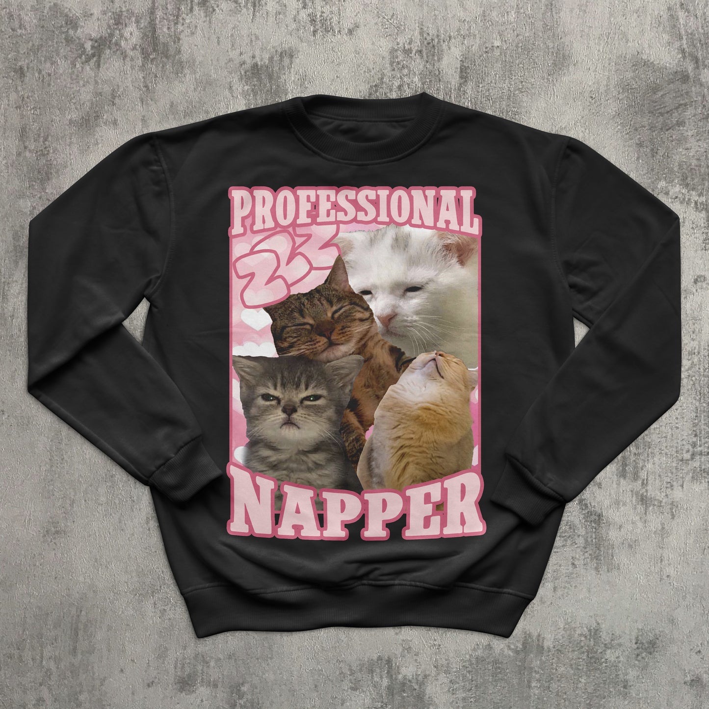Professional Napper Funny Cat Sweatshirt, Napping Cats Meme Tops, Ugly Sweater, Napper Kitten Sweatshirts