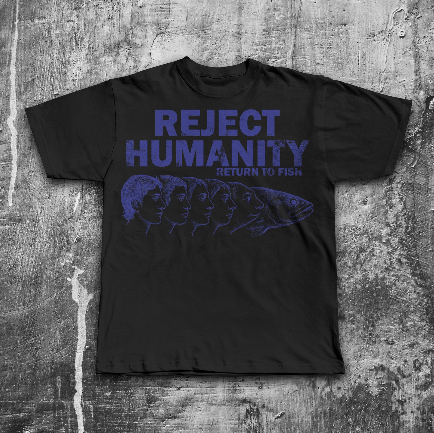 Reject Humanity Return to Fish Shirt, Weird Graphic Tee, Fish Evolution Meme T-Shirt, Gift for Men and Women, Ironic Shirts