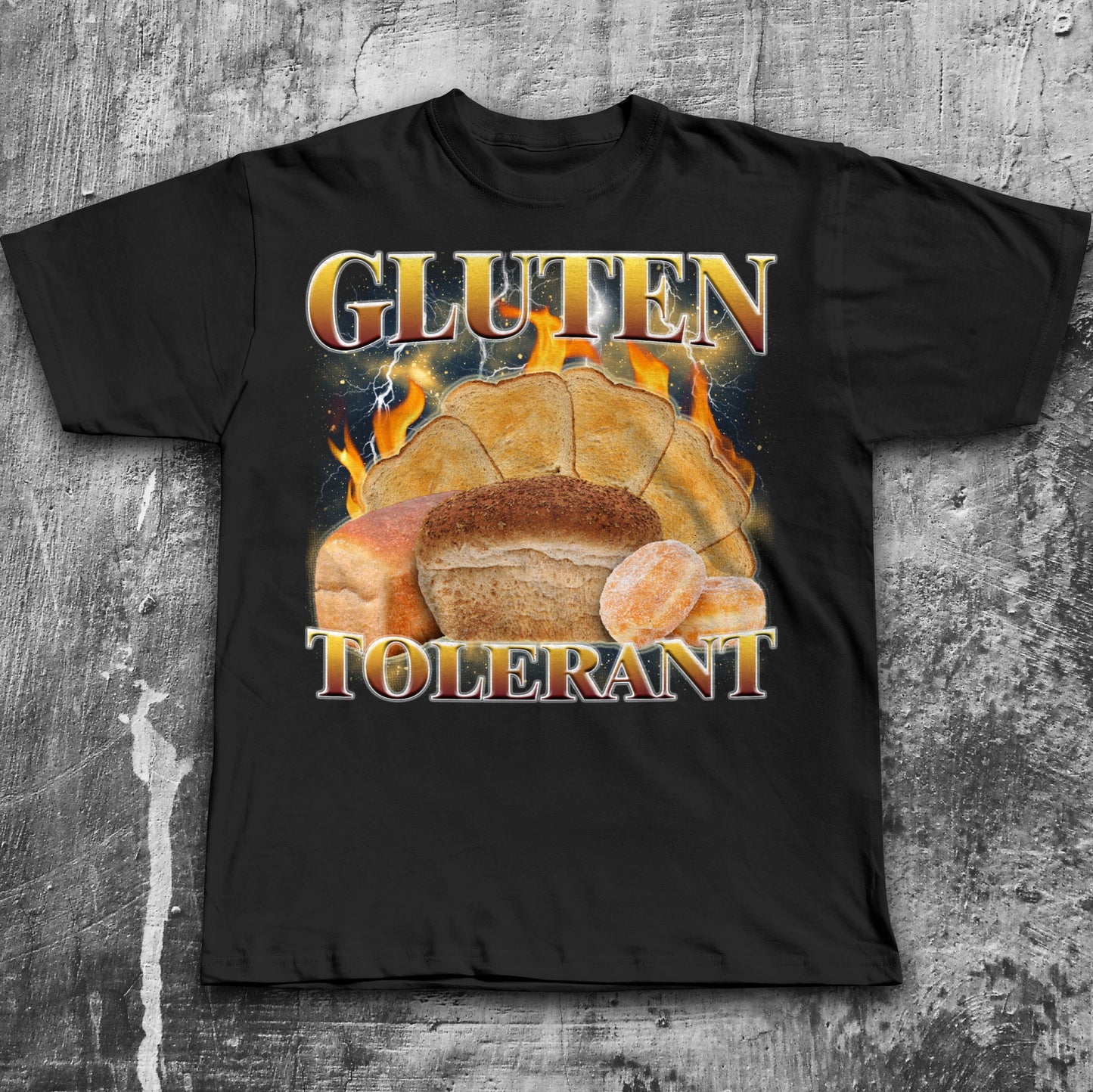 Gluten Tolerant Funny Meme T-shirt, Silly Joke Shirt