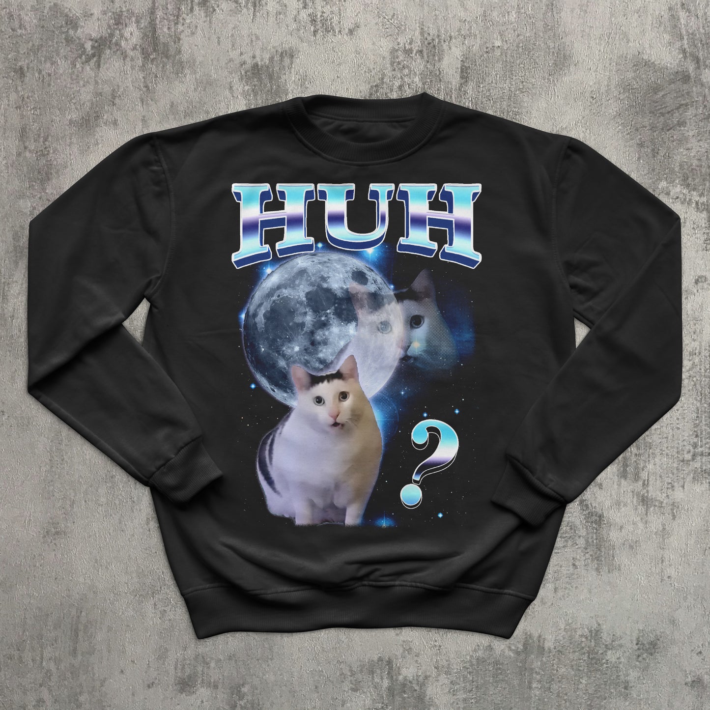 HUH Funny Cat Meme Sweatshirt, Silly Cats Sweater, Ugly Sweaters, Kitten Sweatshirts, Unhinged Clothes, Weird Tops, Confused Cat Top Gift