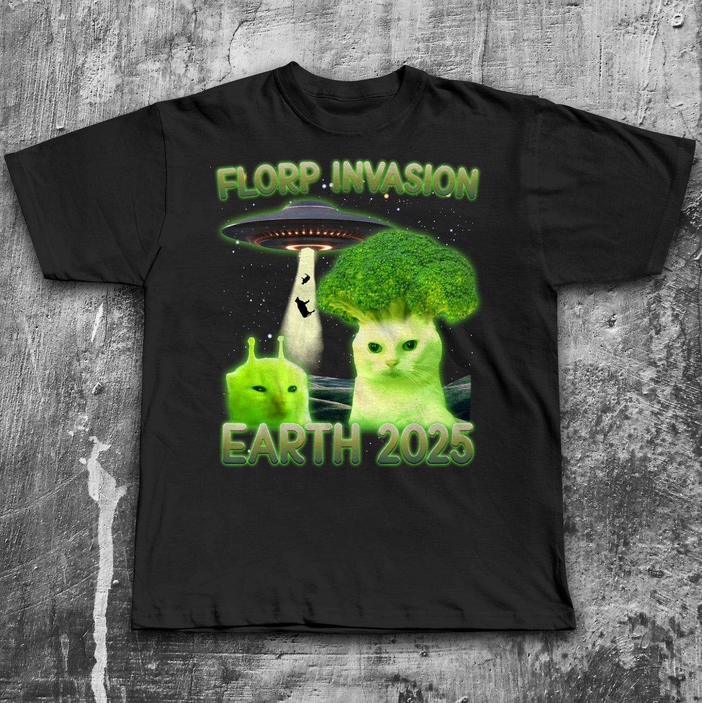 Florp Invasion Funny Alien Brainrot Cat Dank Meme Tee Shirt