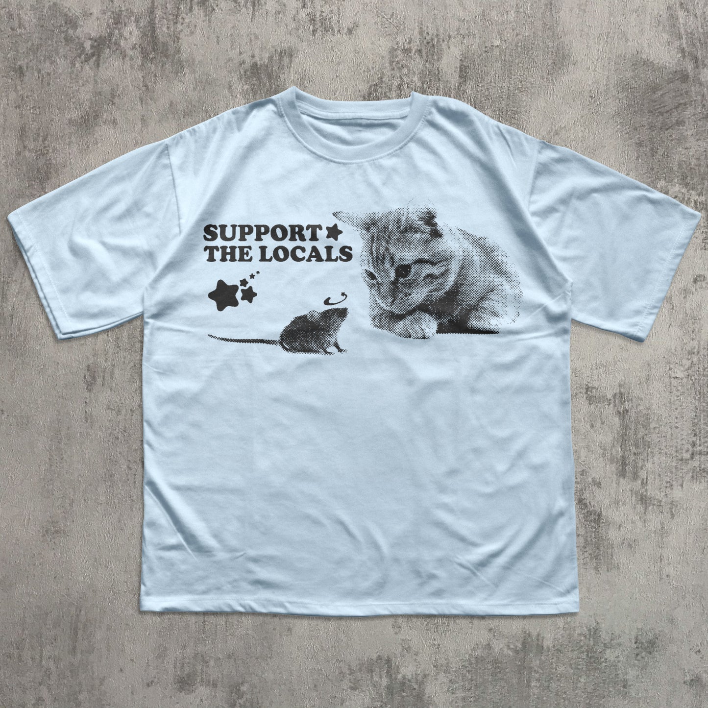 Support The Locals Y2k Cat And Mouse T-shirt, Vintage Graphic Cats Tee, Retro Kitten Shirt