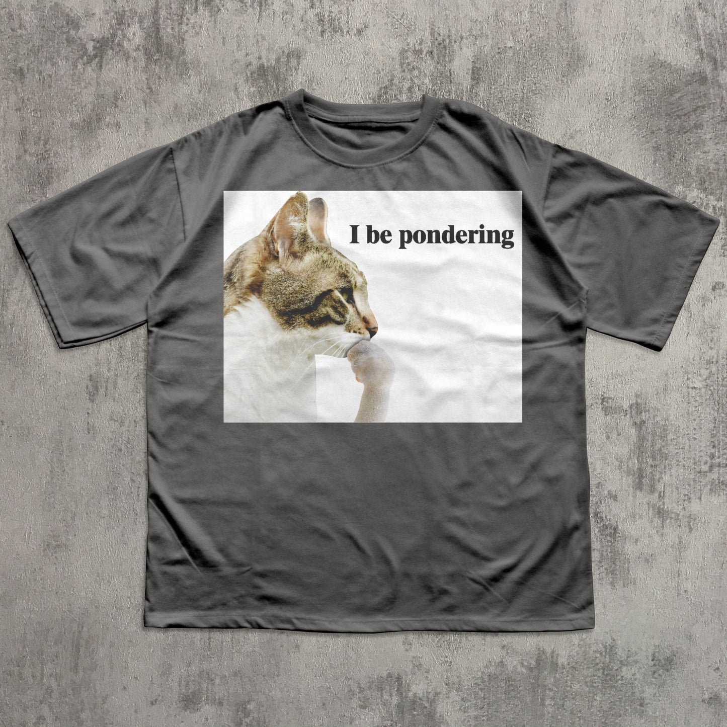 funny gray cat meme t-shirt