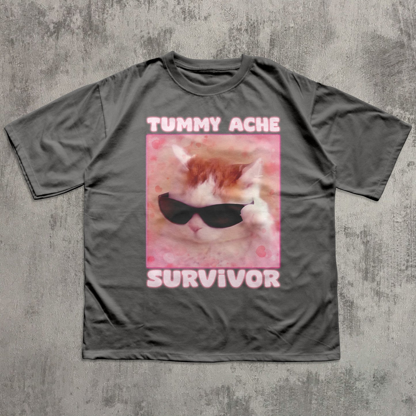 Tummy Ache Survivor Funny Cat Meme T-shirt