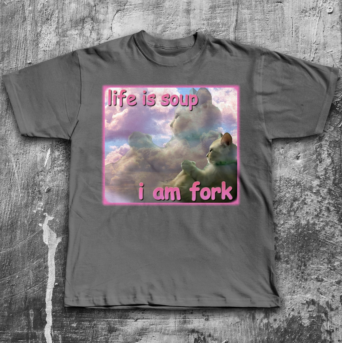 Life is Soup I am Fork Funny Cat Meme T-Shirt