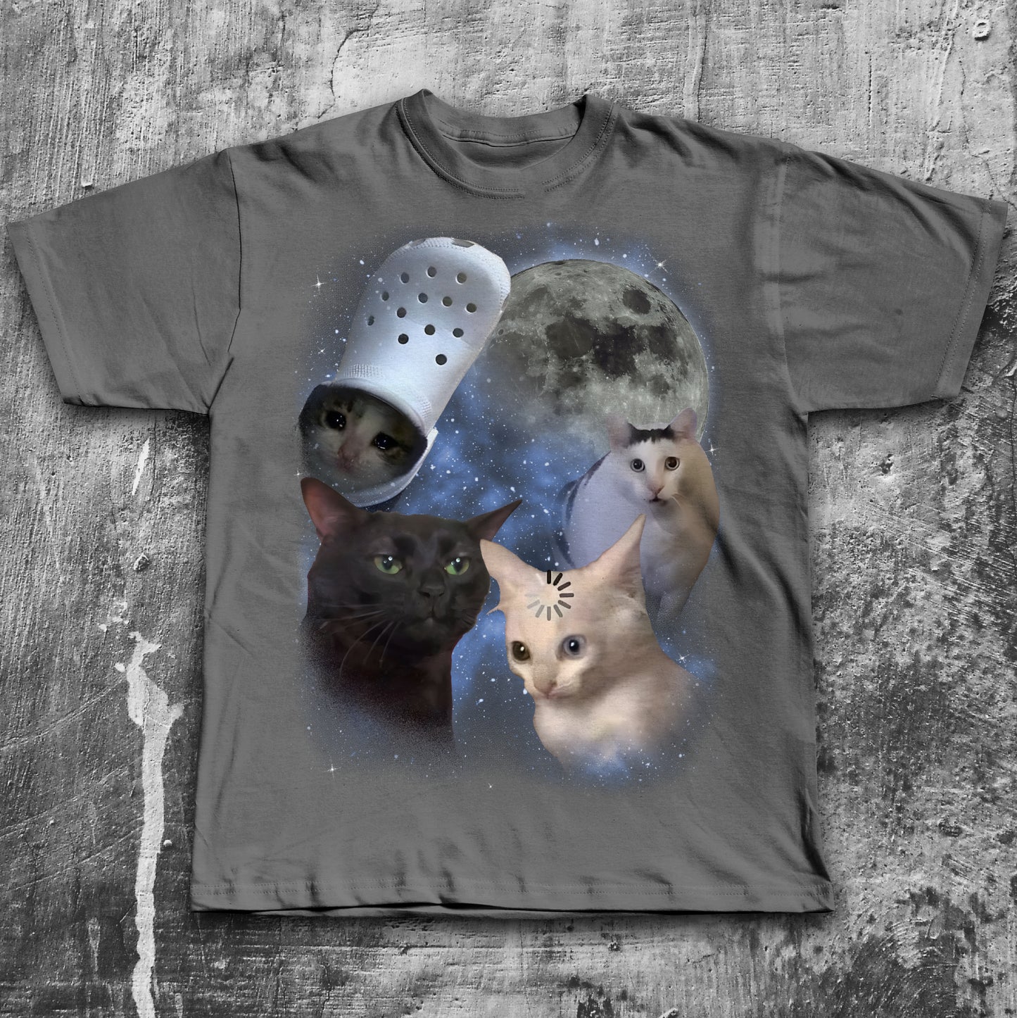 Funny Confused Cats Moon T-shirt