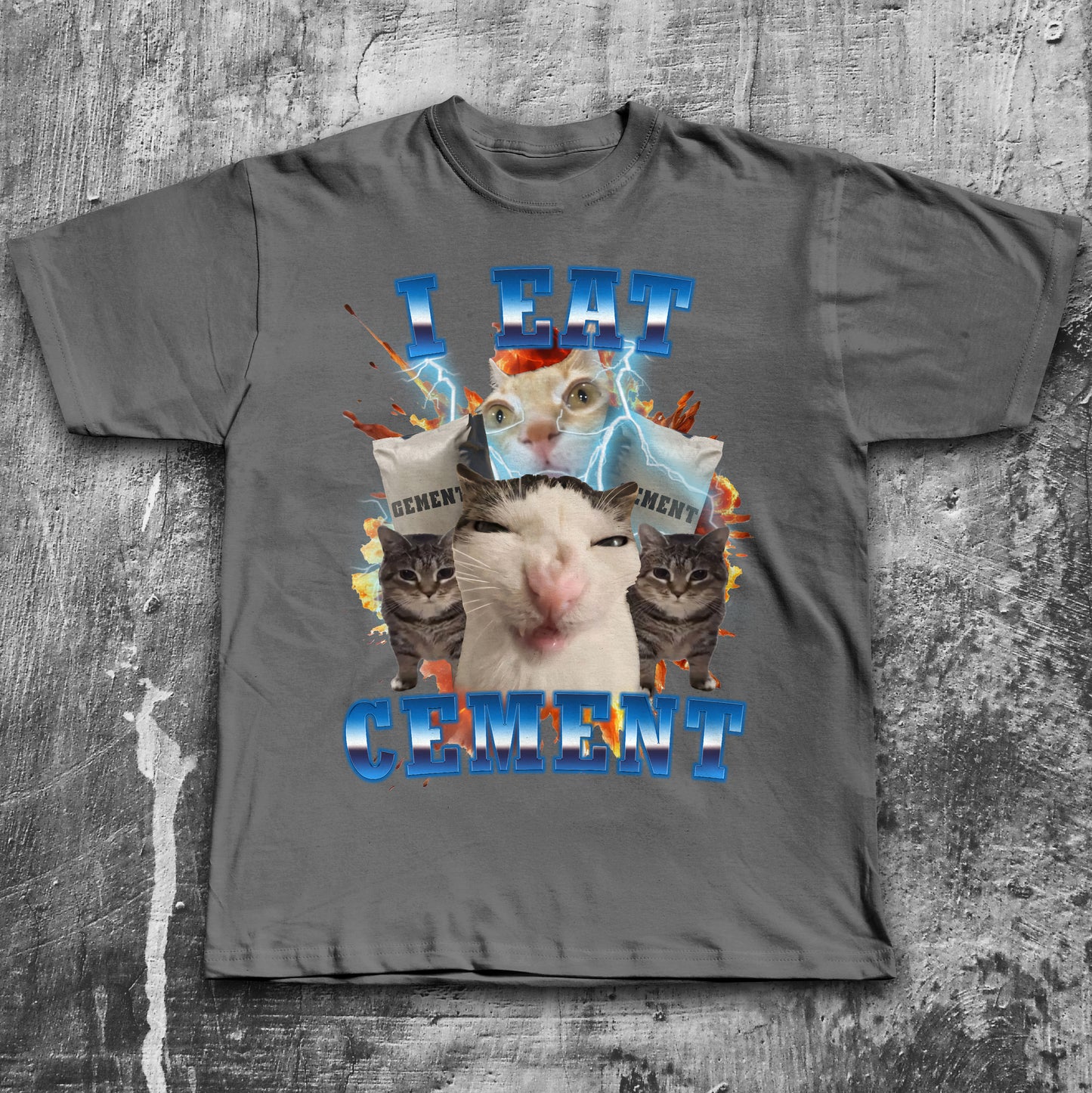 I Eat Cement Funny Cat Meme Tee Shirt