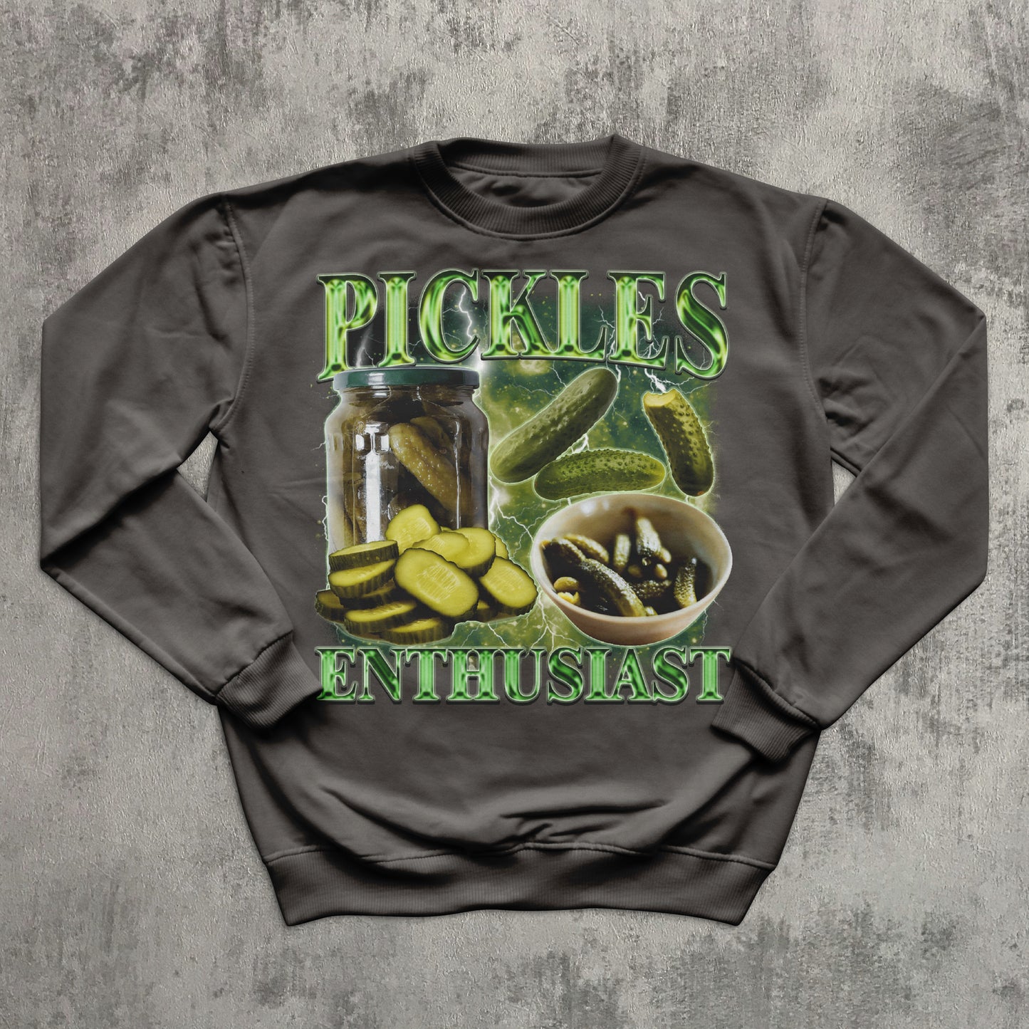 Pickles Enthusiast Funny Vintage 90s Retro Sweatshirt, Dill Pickle Lover Gift, Bootleg Style Sweatshirts, Weird Sweater