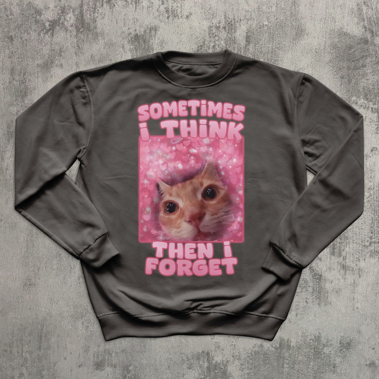 Sometimes i think then i forget Funny Cat Meme SweatShirt, Gift for Her, Stupid Gift, Ugly Sweater