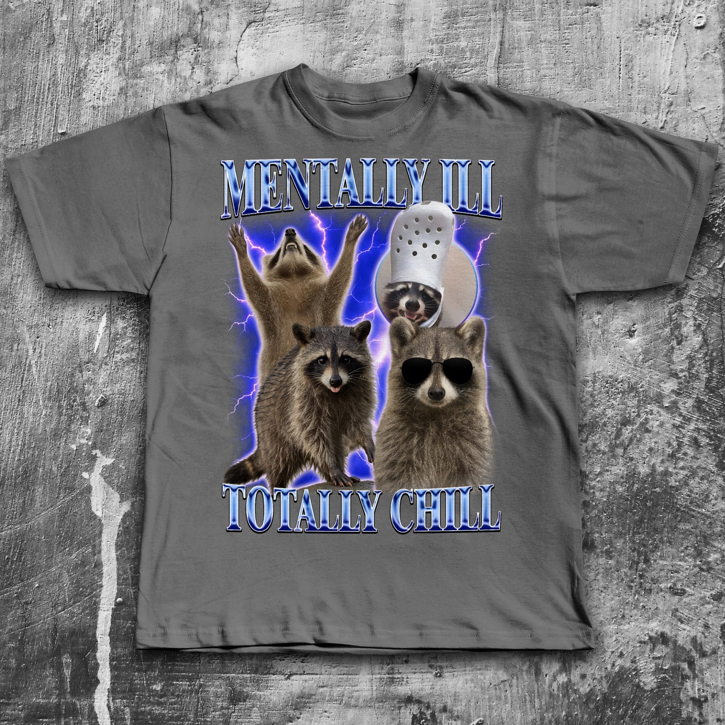Mentally Ill Totally Chill Funny Raccoon Shirt, Vintage Graphic Raccoons T-shirt
