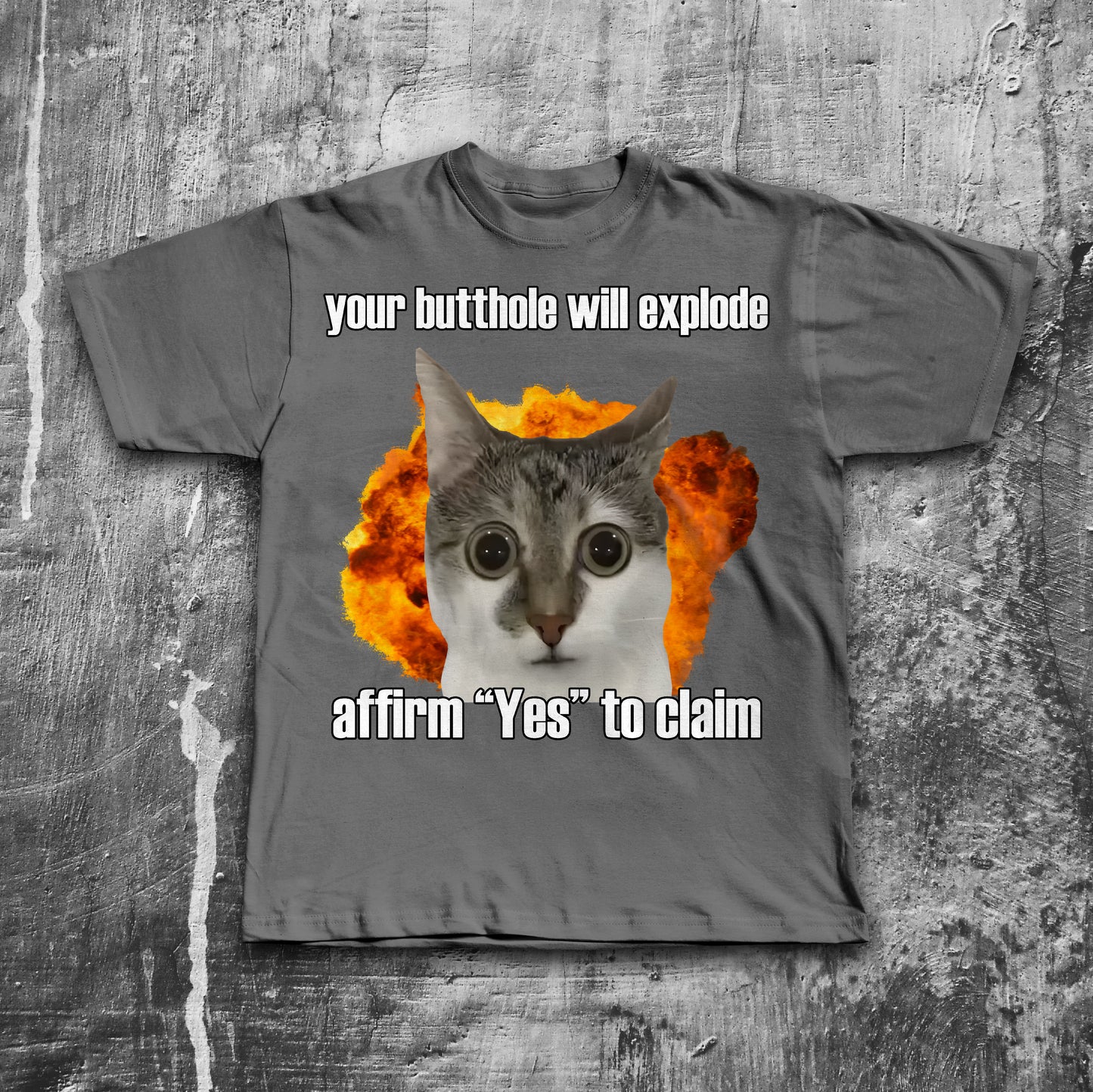Your Butthole will explode affirm yes to claim Funny Cat Meme T-shirt, Brainrot Shirt
