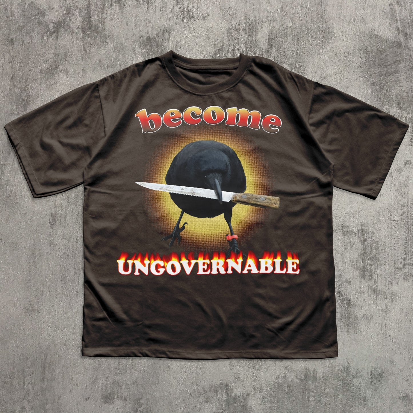funny crow with knife meme t-shirt