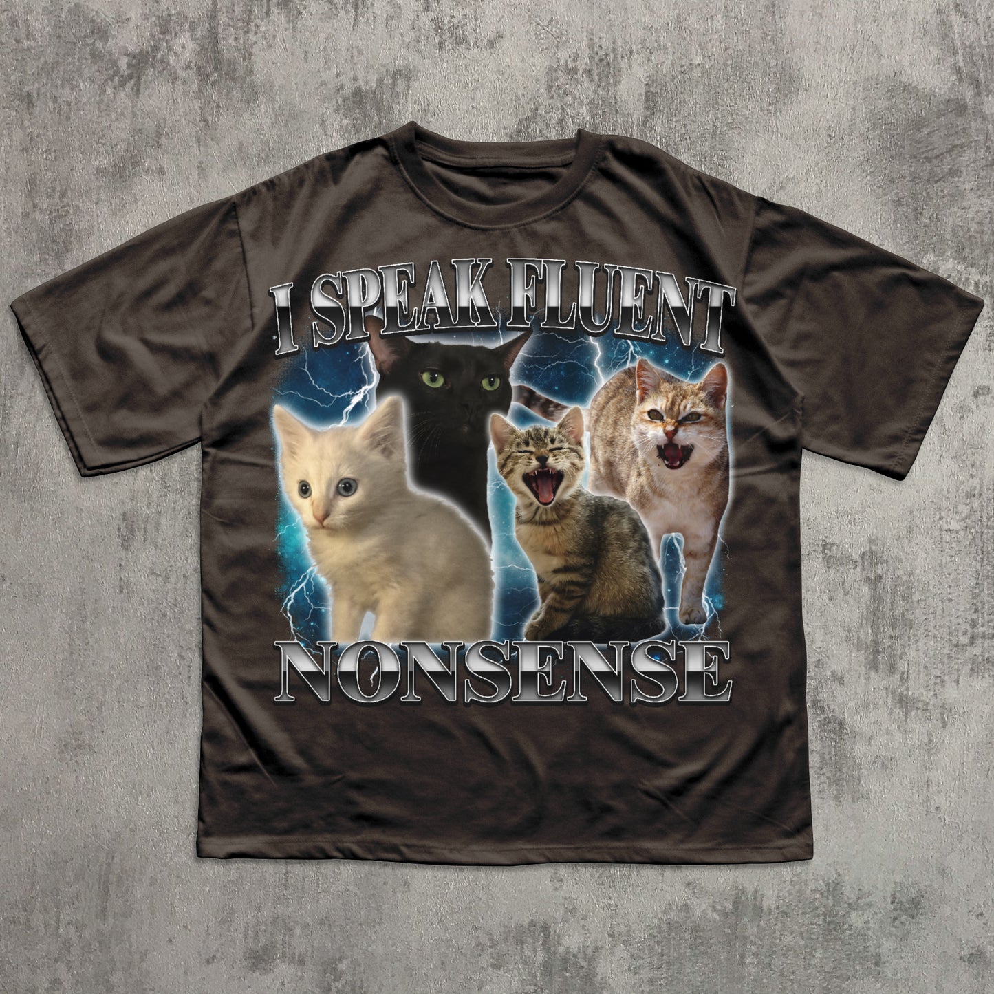 I Speak Fluent Nonsense Funny Cat Meme T-shirt, Silly Cats Shirt, Unhinged Clothes, Gift for Cat Lover, 90s Retro Kitten Tee, Gen Z Humor