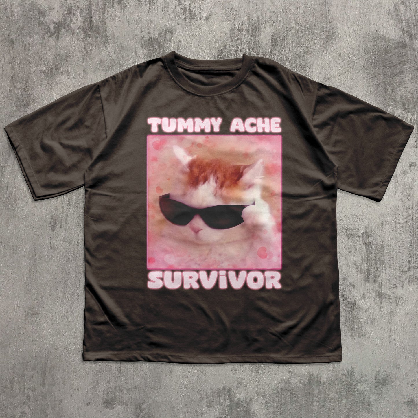 Tummy Ache Survivor Funny Cat Meme T-shirt