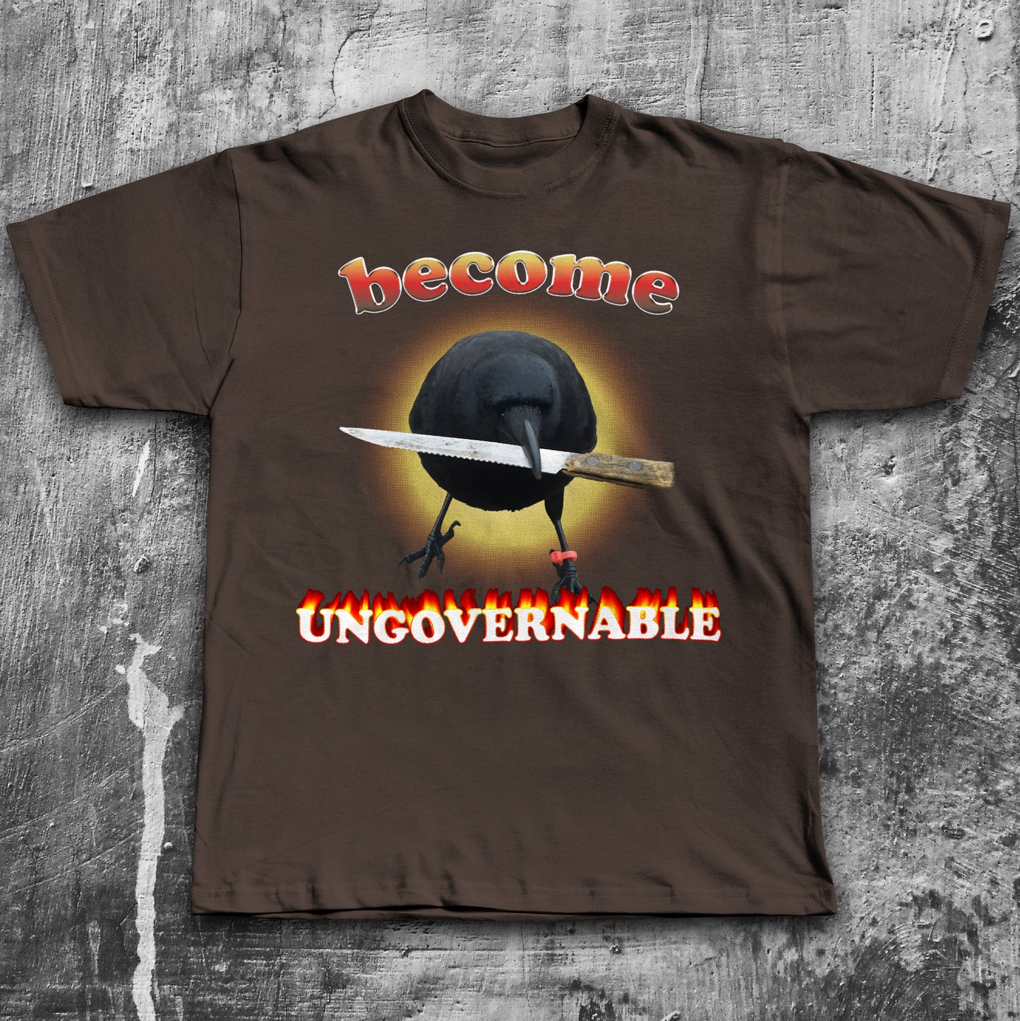 Become Ungovernable Funny Crow With Knife T-shirt