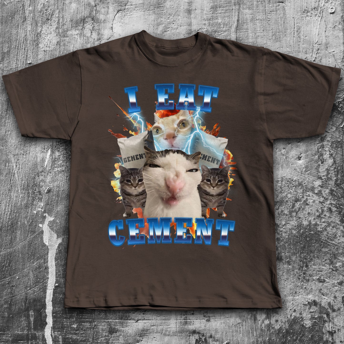 I Eat Cement Funny Cat Meme Tee Shirt