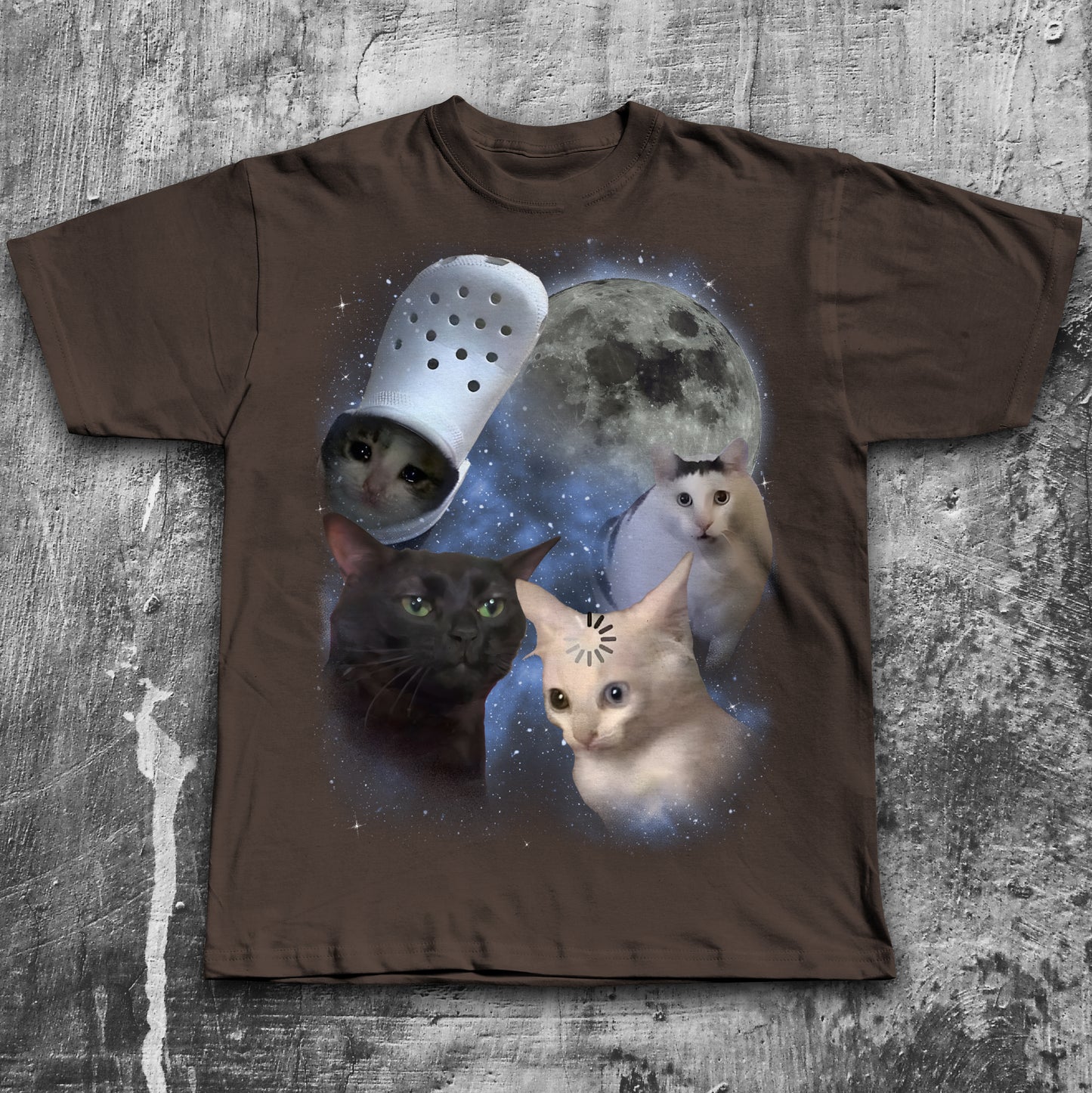 Funny Confused Cats Moon T-shirt