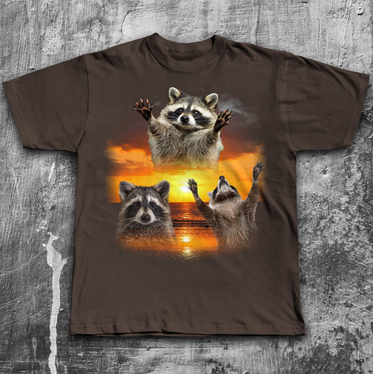 90s Retro Raccoons Sunset T-shirt