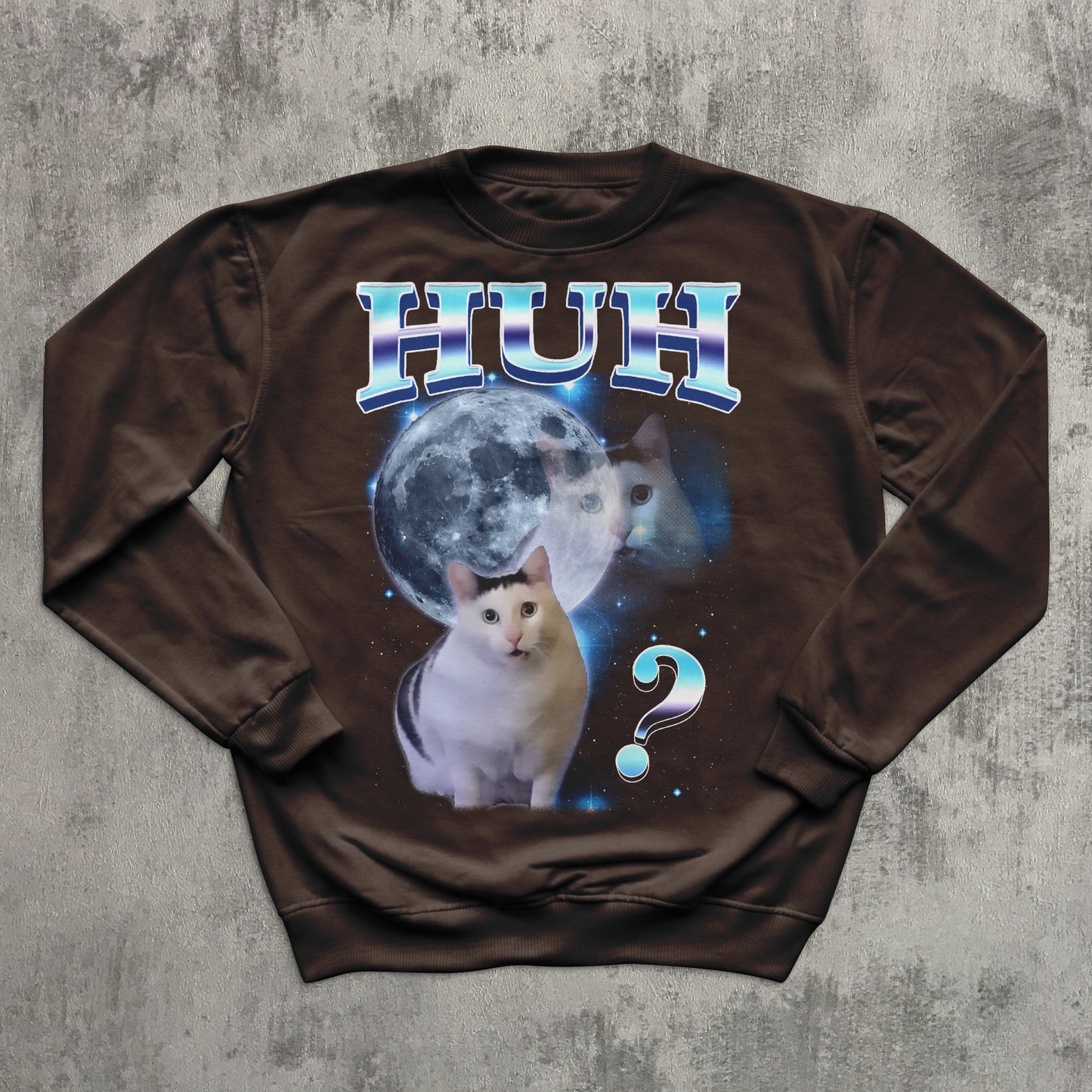 HUH Funny Cat Meme Sweatshirt, Silly Cats Sweater, Ugly Sweaters, Kitten Sweatshirts, Unhinged Clothes, Weird Tops, Confused Cat Top Gift