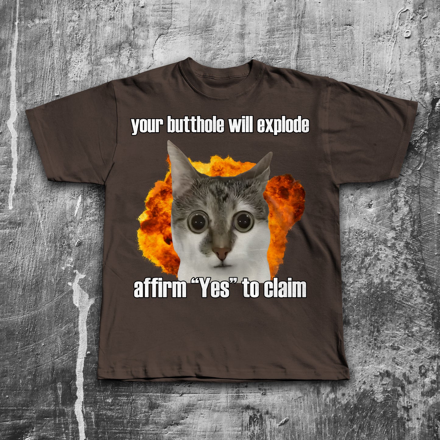 Your Butthole will explode affirm yes to claim Funny Cat Meme T-shirt, Brainrot Shirt