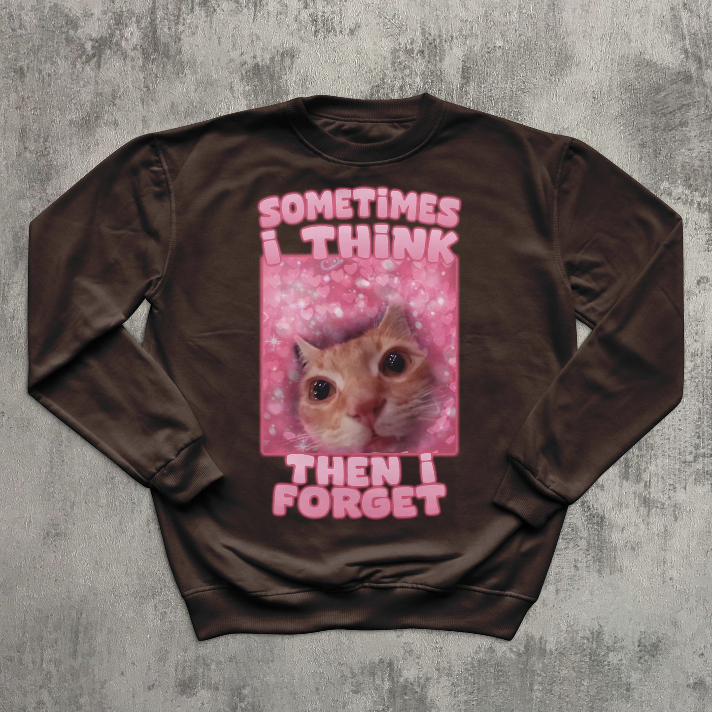 Sometimes i think then i forget Funny Cat Meme SweatShirt, Gift for Her, Stupid Gift, Ugly Sweater