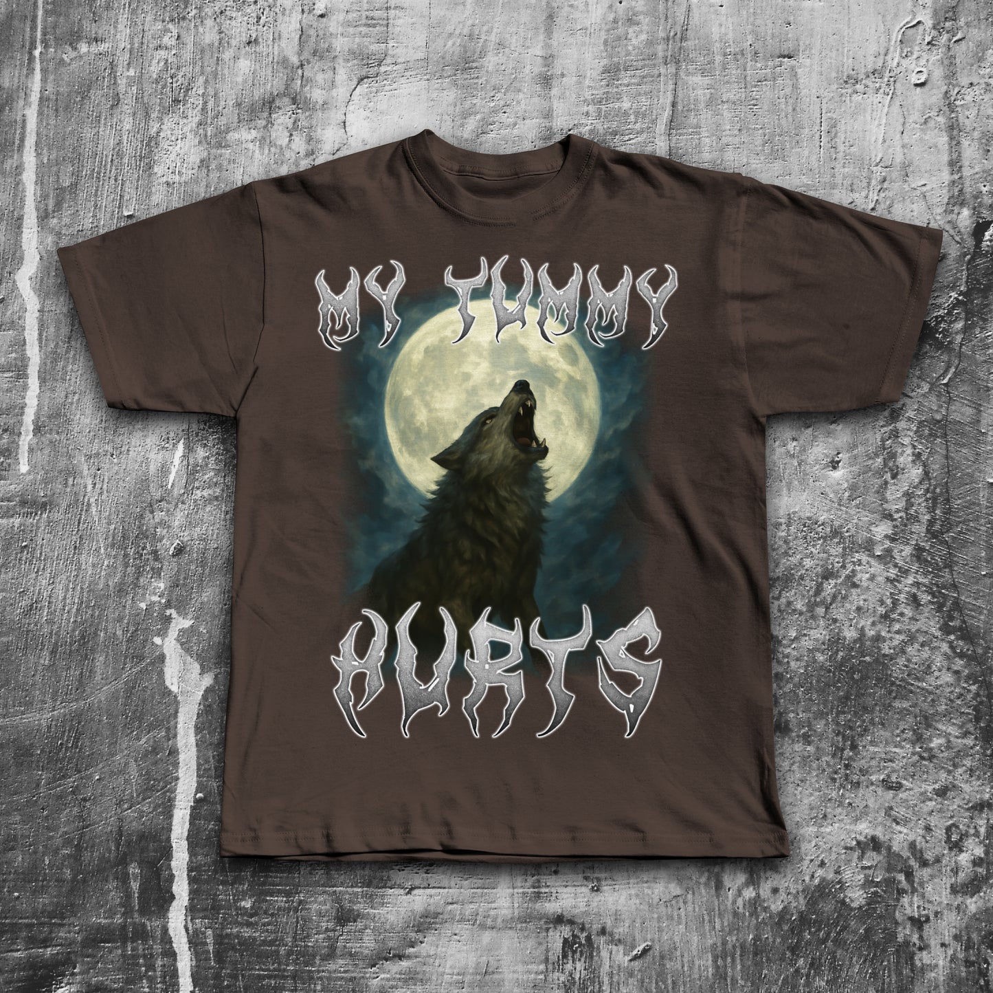 My Tummy Hurts 90s Retro Wolf T-shirt