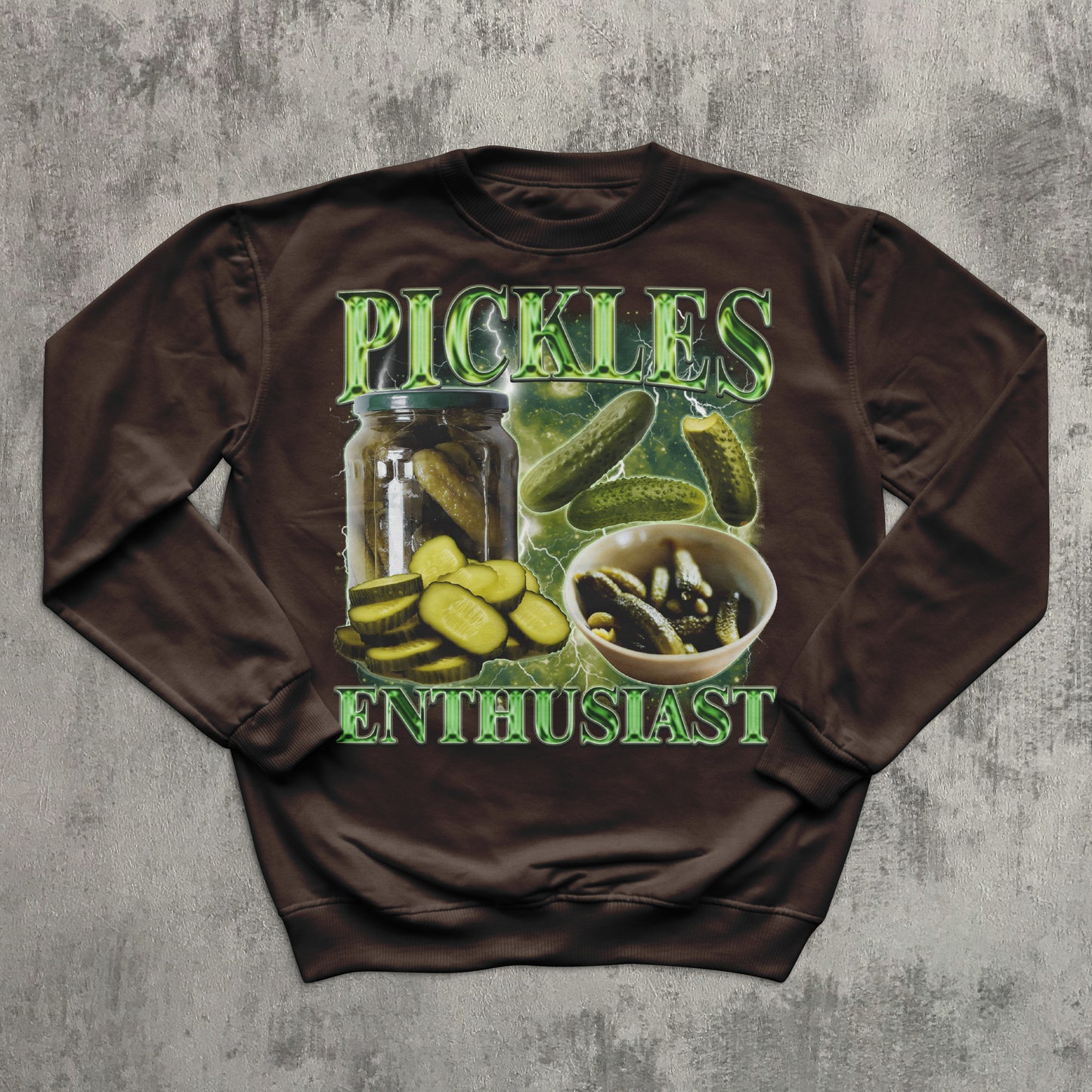Pickles Enthusiast Funny Vintage 90s Retro Sweatshirt, Dill Pickle Lover Gift, Bootleg Style Sweatshirts, Weird Sweater