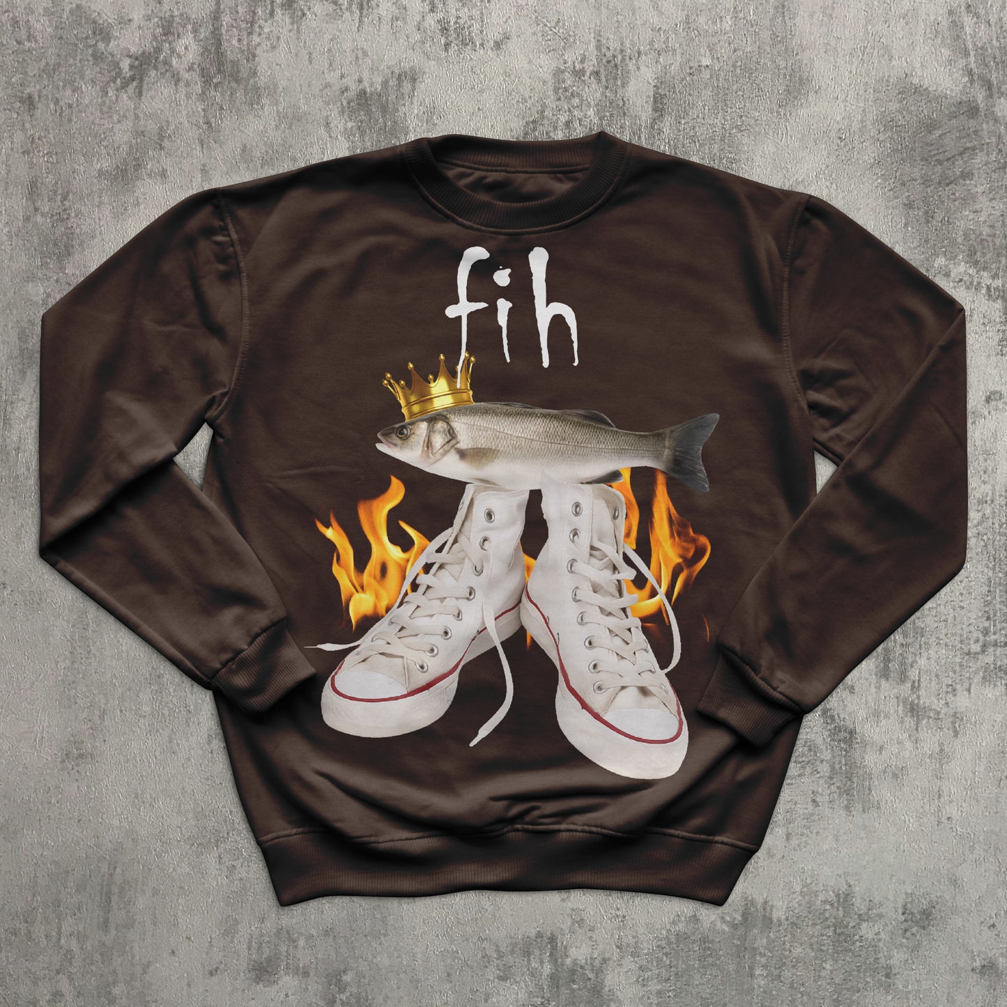 Fih Funny Meme Sweatshirt, Fish Sweatshirts, Unhinged Clothes, Ironic Tops, Stupid Gifts, Weird Top, Brainrot Sweater, Silly Sweaters