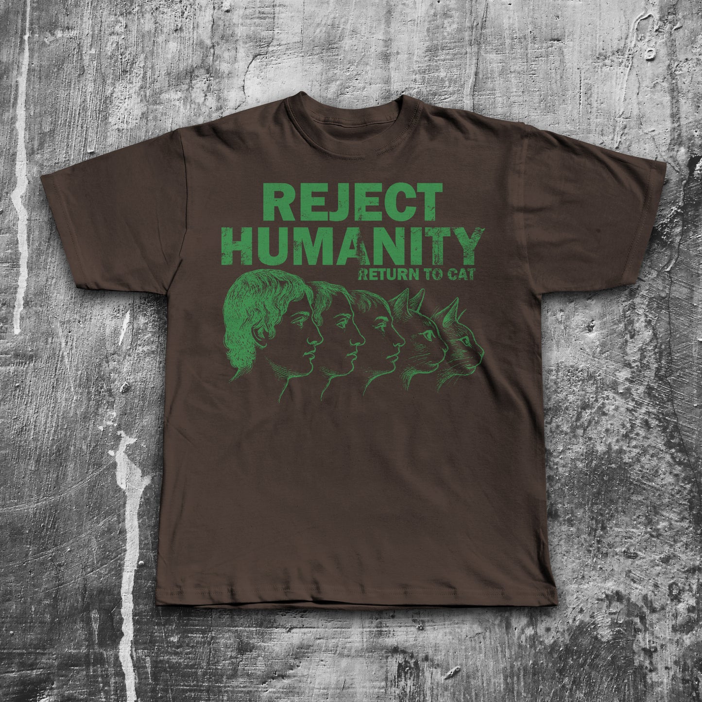 Reject Humanity Return to Cat Shirt, Weird Graphic Tee, Feline Evolution Meme T-Shirt, Gift for Men and Women, Ironic Shirts,