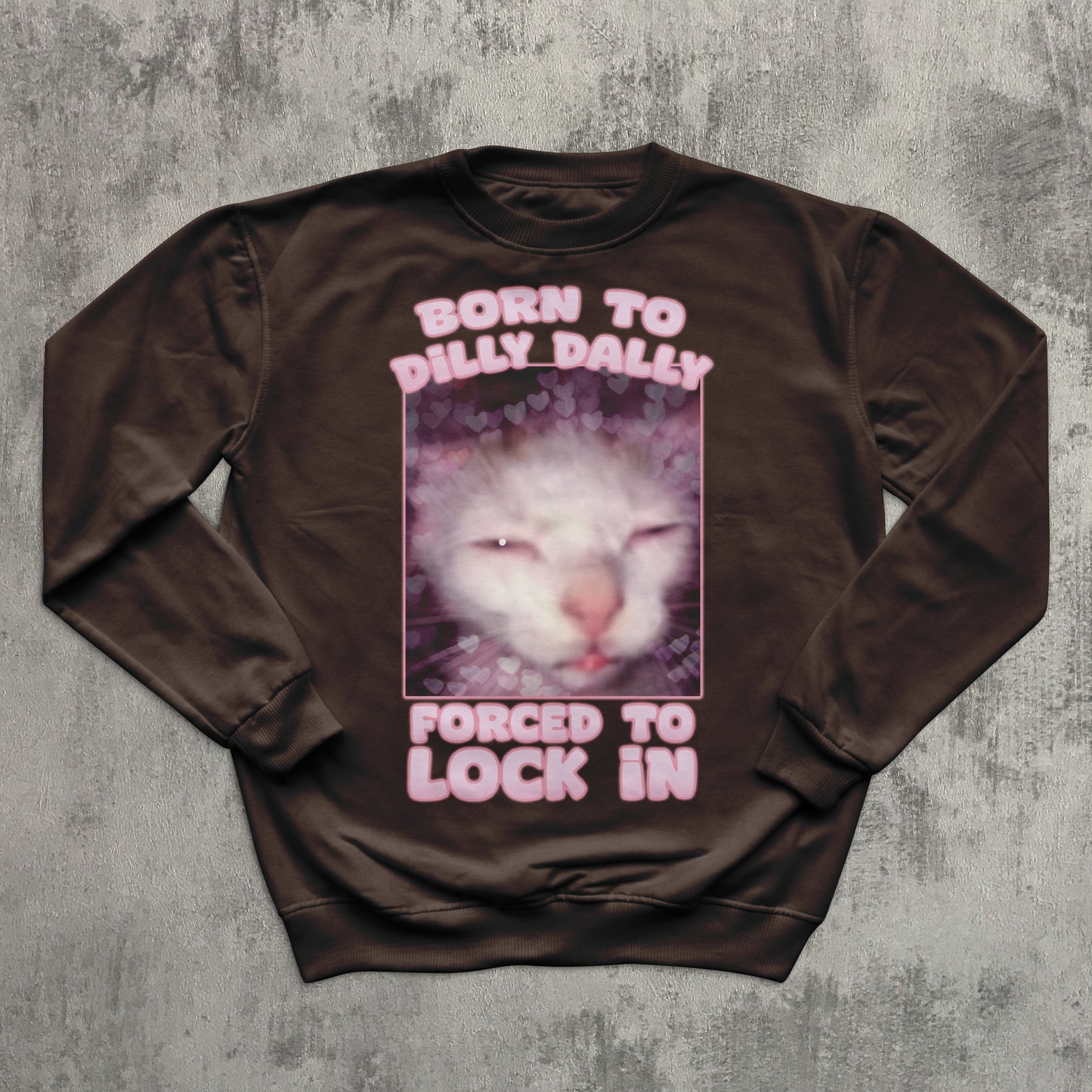 Born to Dilly Dally Forced To Lock In Funny Cat Meme Sweatshirt, Silly Cats Sweater, Ugly Sweathirts