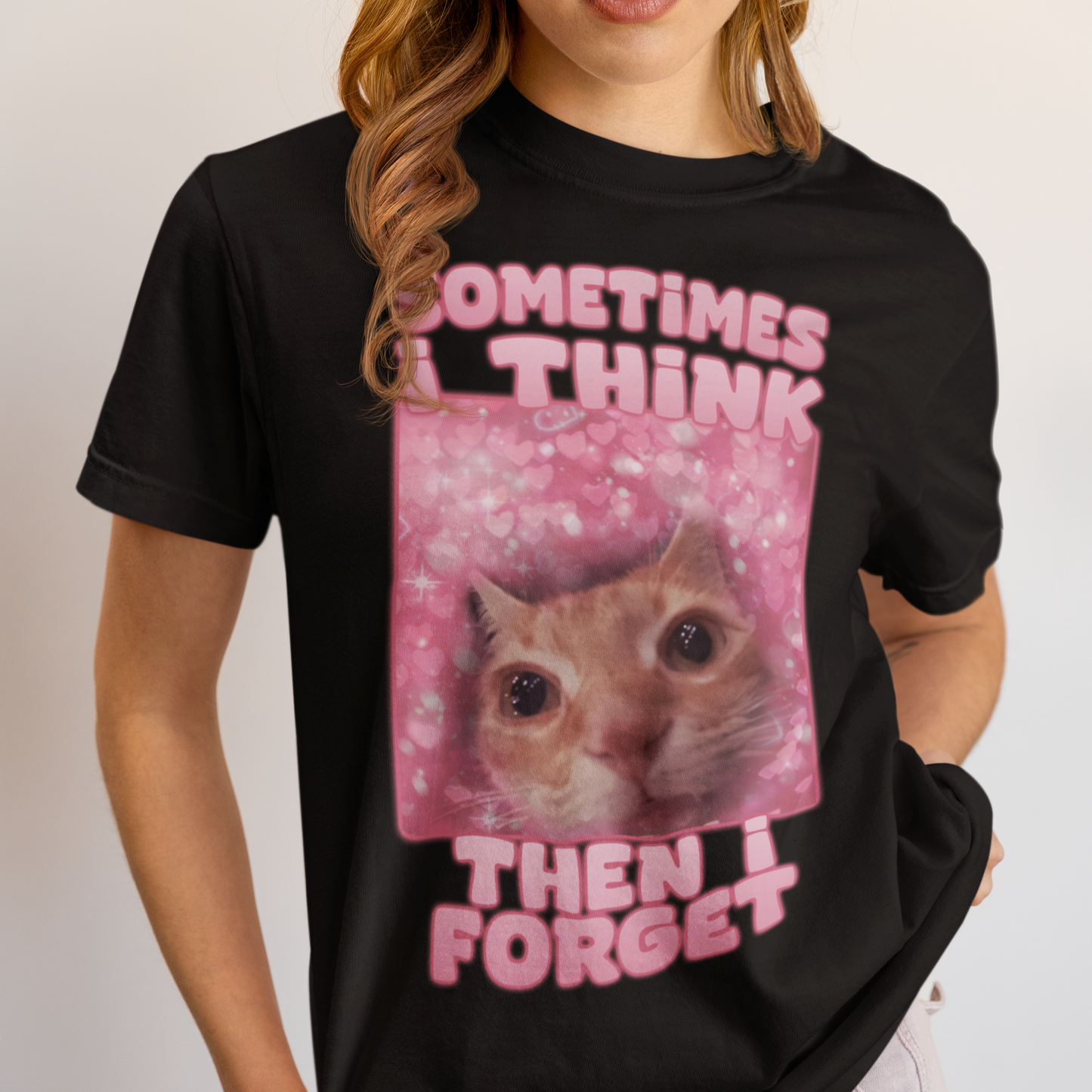Sometimes i think then i forget Funny Cat Meme T-Shirt