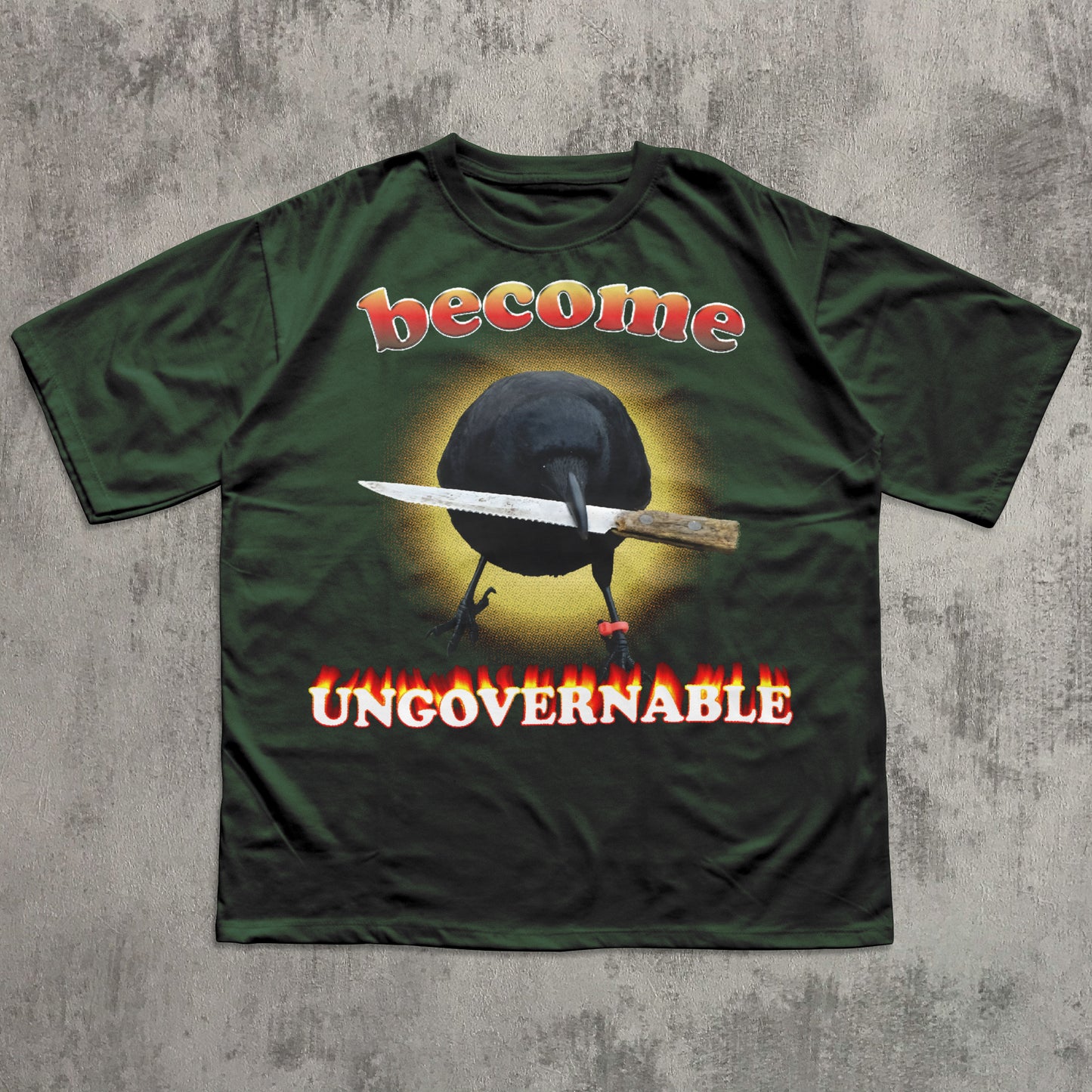 funny crow with knife meme t-shirt