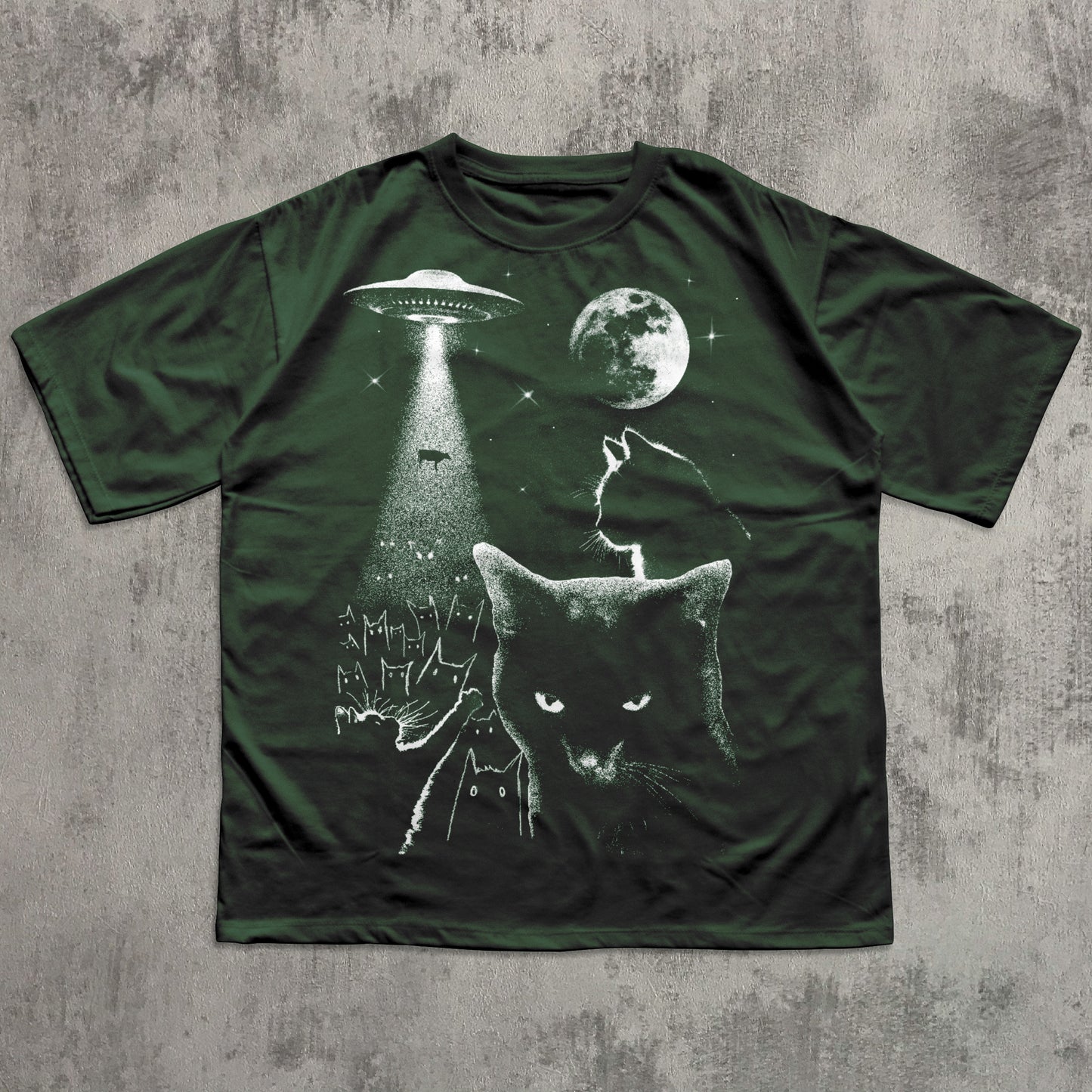graphic alien cat T-shirt