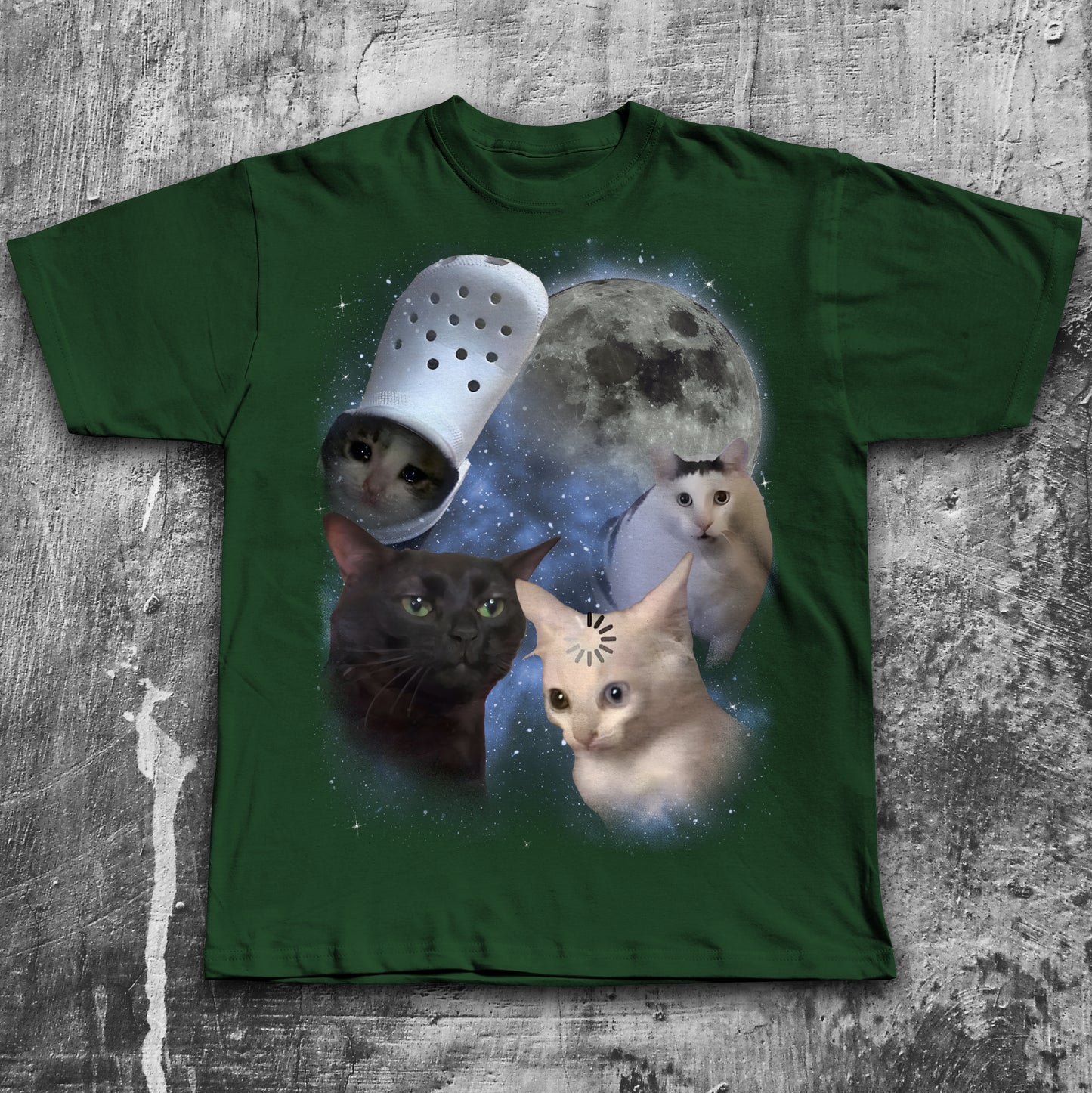 Funny Confused Cats Moon T-shirt