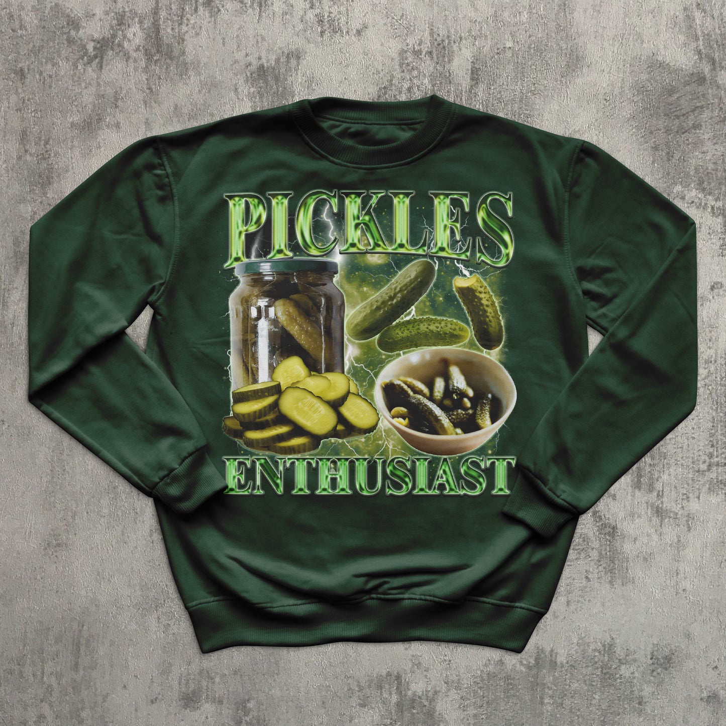 Pickles Enthusiast Funny Vintage 90s Retro Sweatshirt, Dill Pickle Lover Gift, Bootleg Style Sweatshirts, Weird Sweater